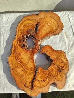 Large Olive Wood Slab 200+ Years | Live Edge Wood Slice 50x34cm for Epoxy.