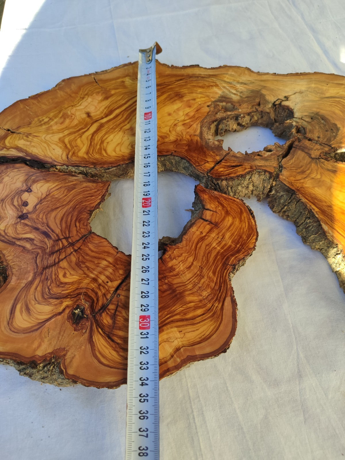 Large Olive Wood Slab 200+ Years | Live Edge Wood Slice 50x34cm for Epoxy.