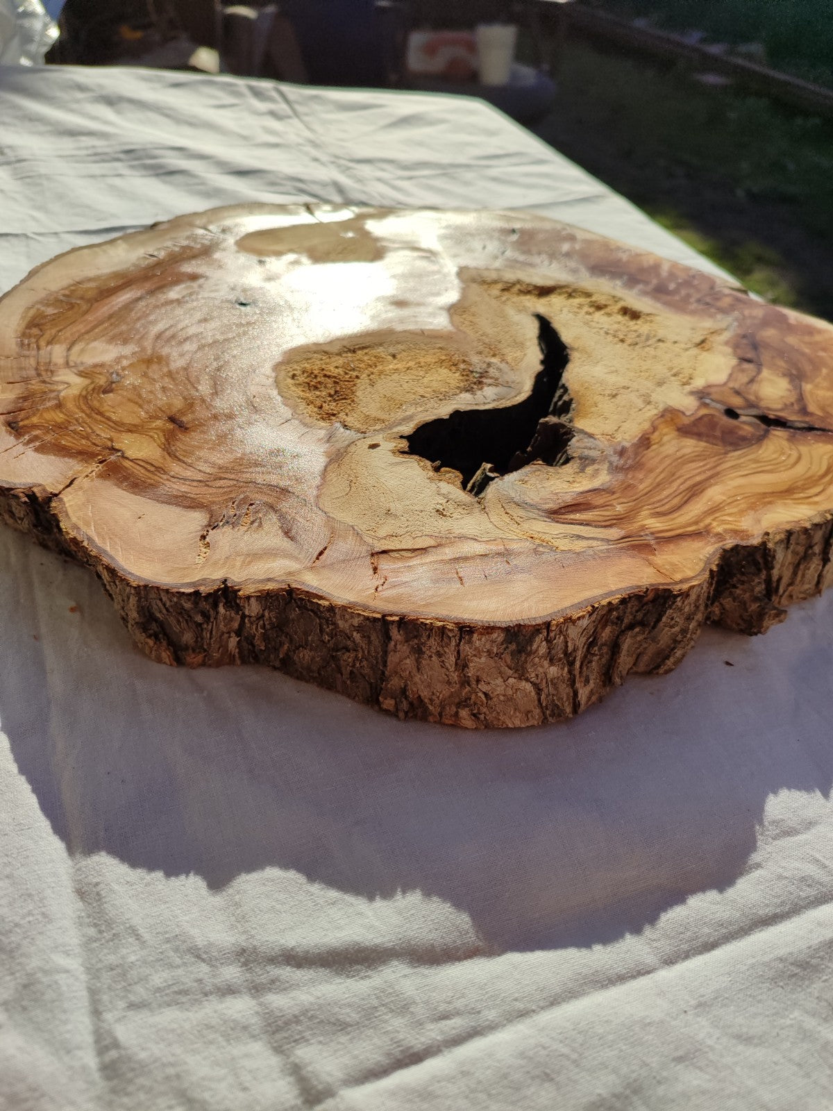 Natural Olive Wood Slab | Live Edge Olive Wood Slice for Craft, Woodworking.