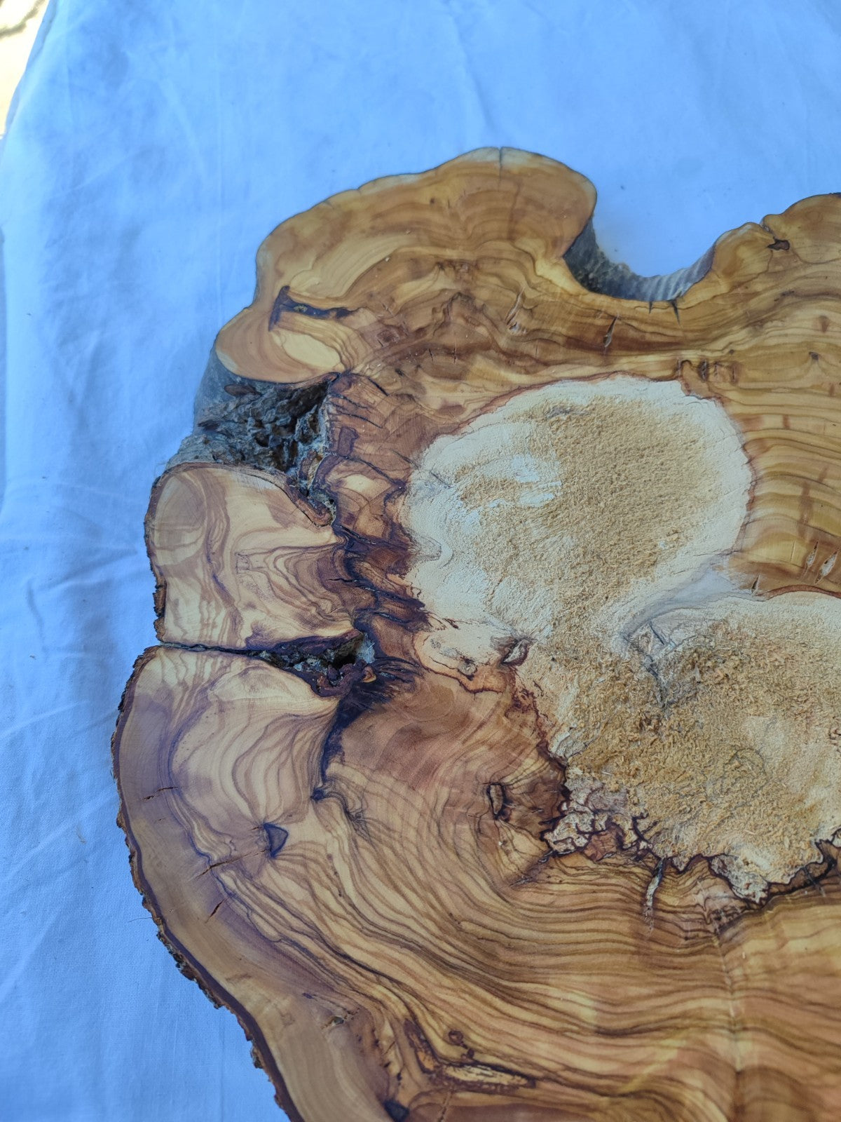 Olive Wood Slab with Natural Center | 200+ Year Old Live Edge Wood.