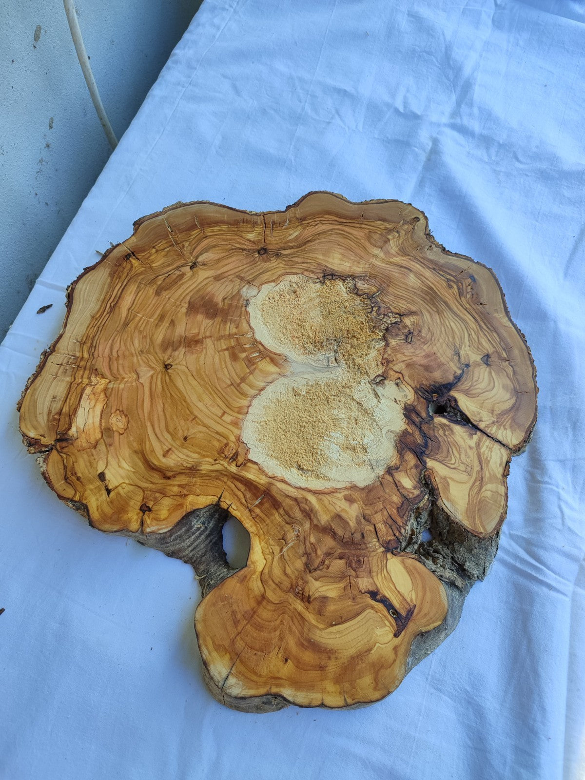 Olive Wood Slab with Natural Center | 200+ Year Old Live Edge Wood.