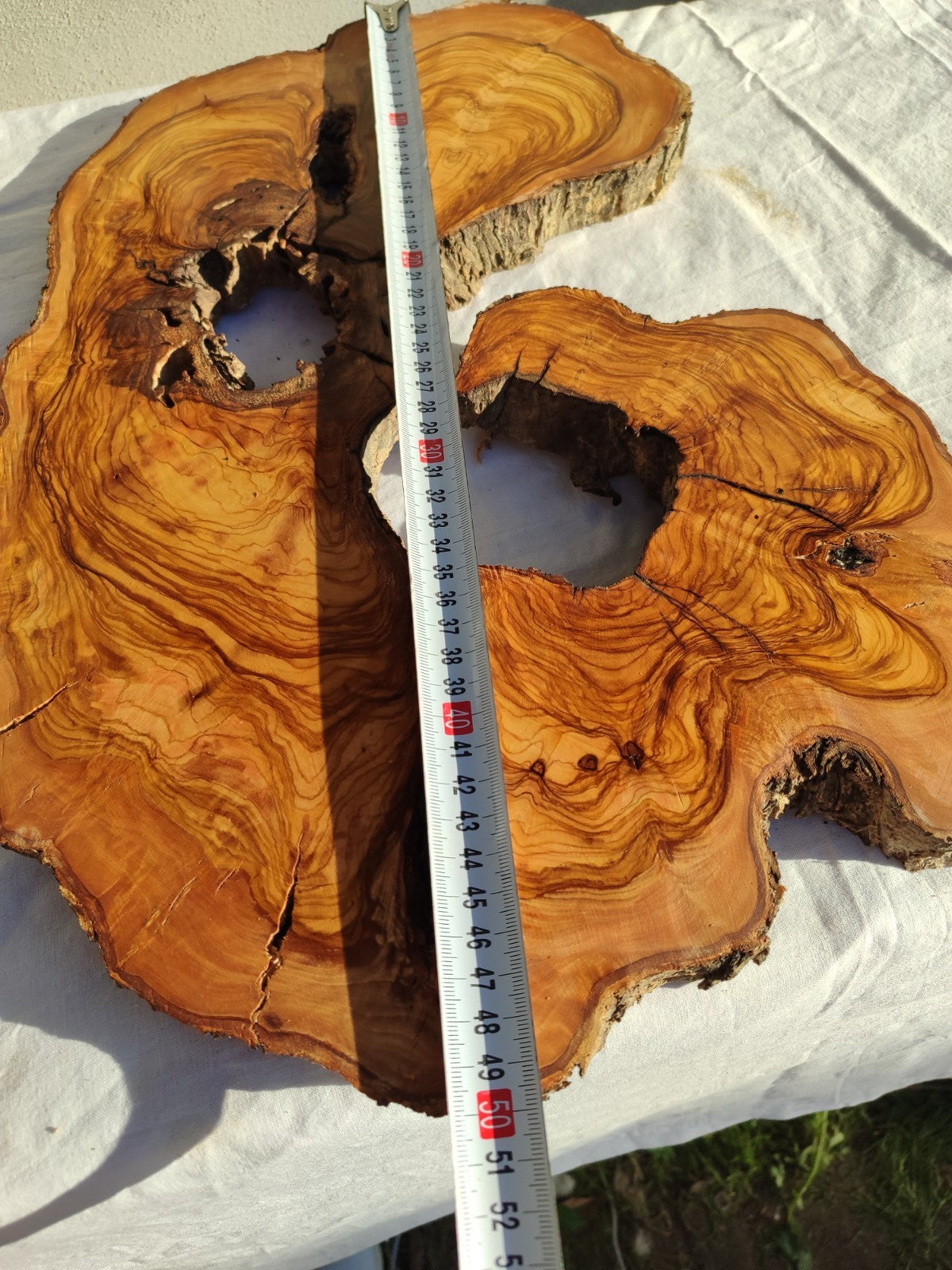 Large Olive Wood Slab 200+ Years | Live Edge Wood Slice 50x34cm for Epoxy.