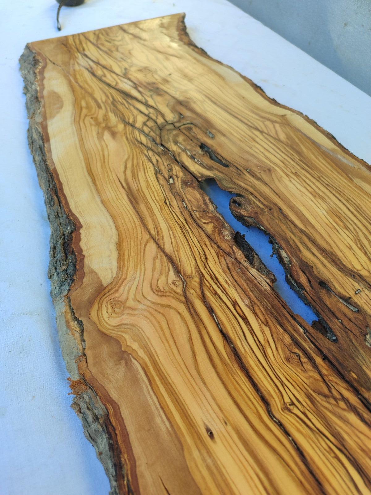 Large Olive Wood Slab | Live Edge Wood Plank for Table, Desk & Furniture.