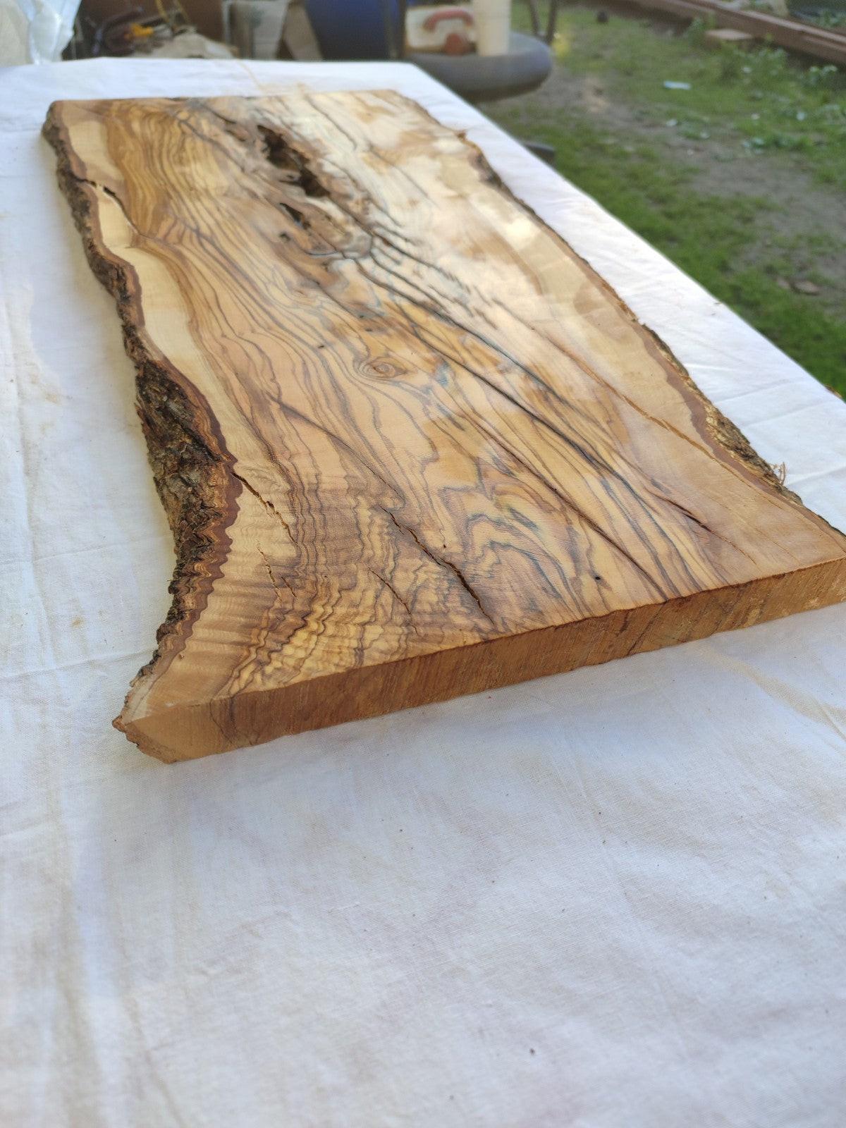 Large Olive Wood Slab | Live Edge Wood Plank for Table, Desk & Furniture.