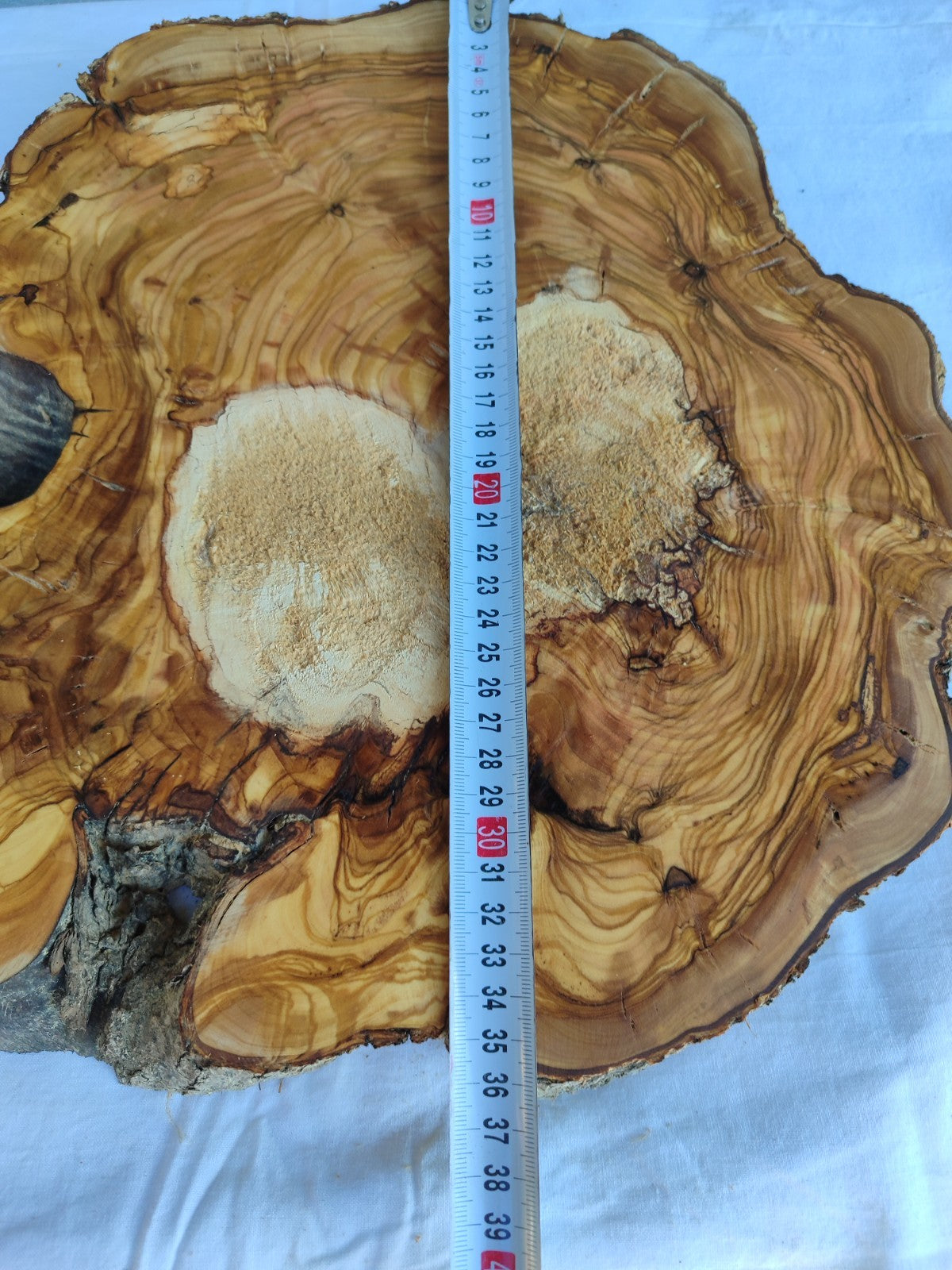 Olive Wood Slab with Natural Center | 200+ Year Old Live Edge Wood.