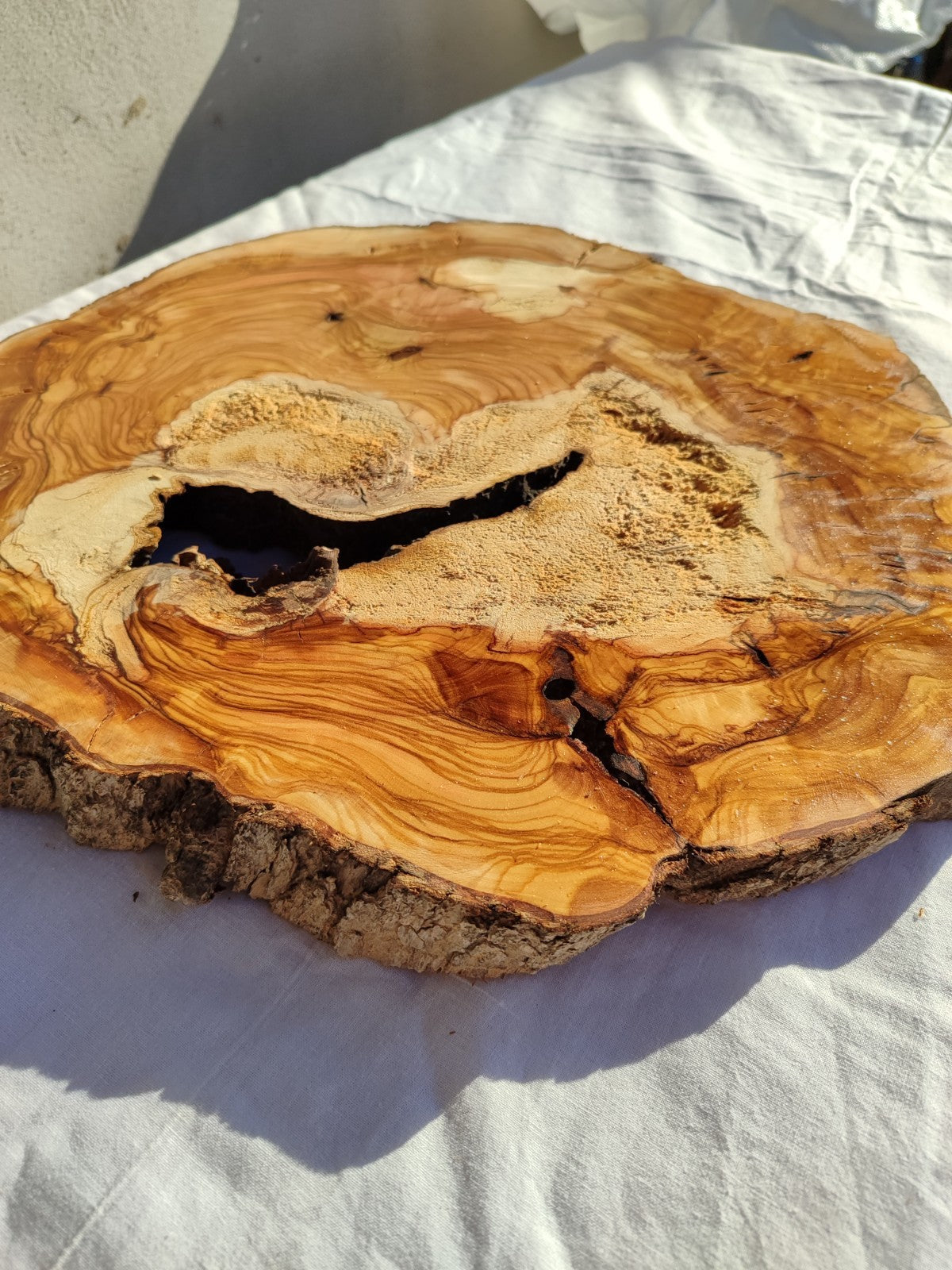 Natural Olive Wood Slab | Live Edge Olive Wood Slice for Craft, Woodworking.