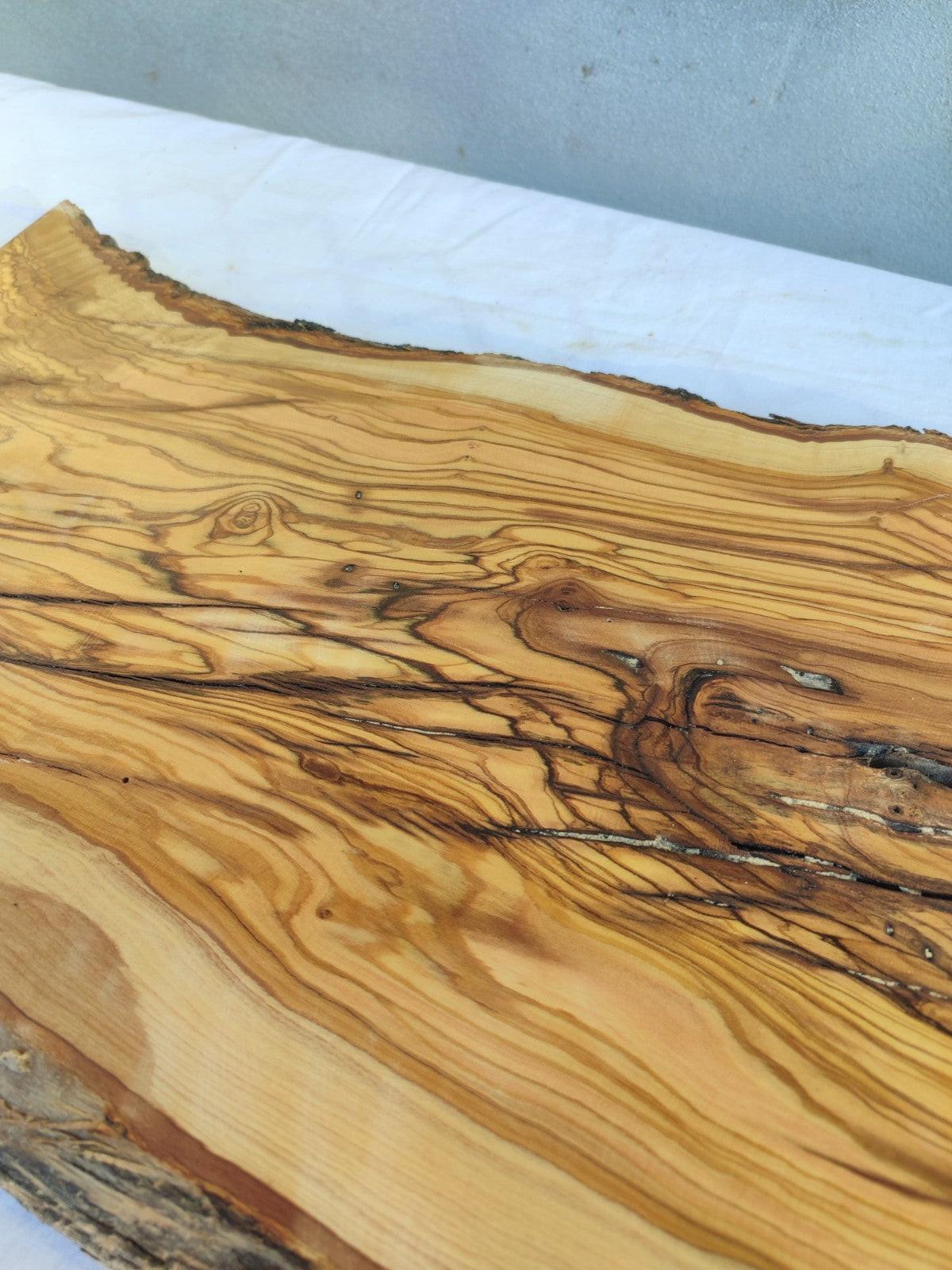 Large Olive Wood Slab | Live Edge Wood Plank for Table, Desk & Furniture.
