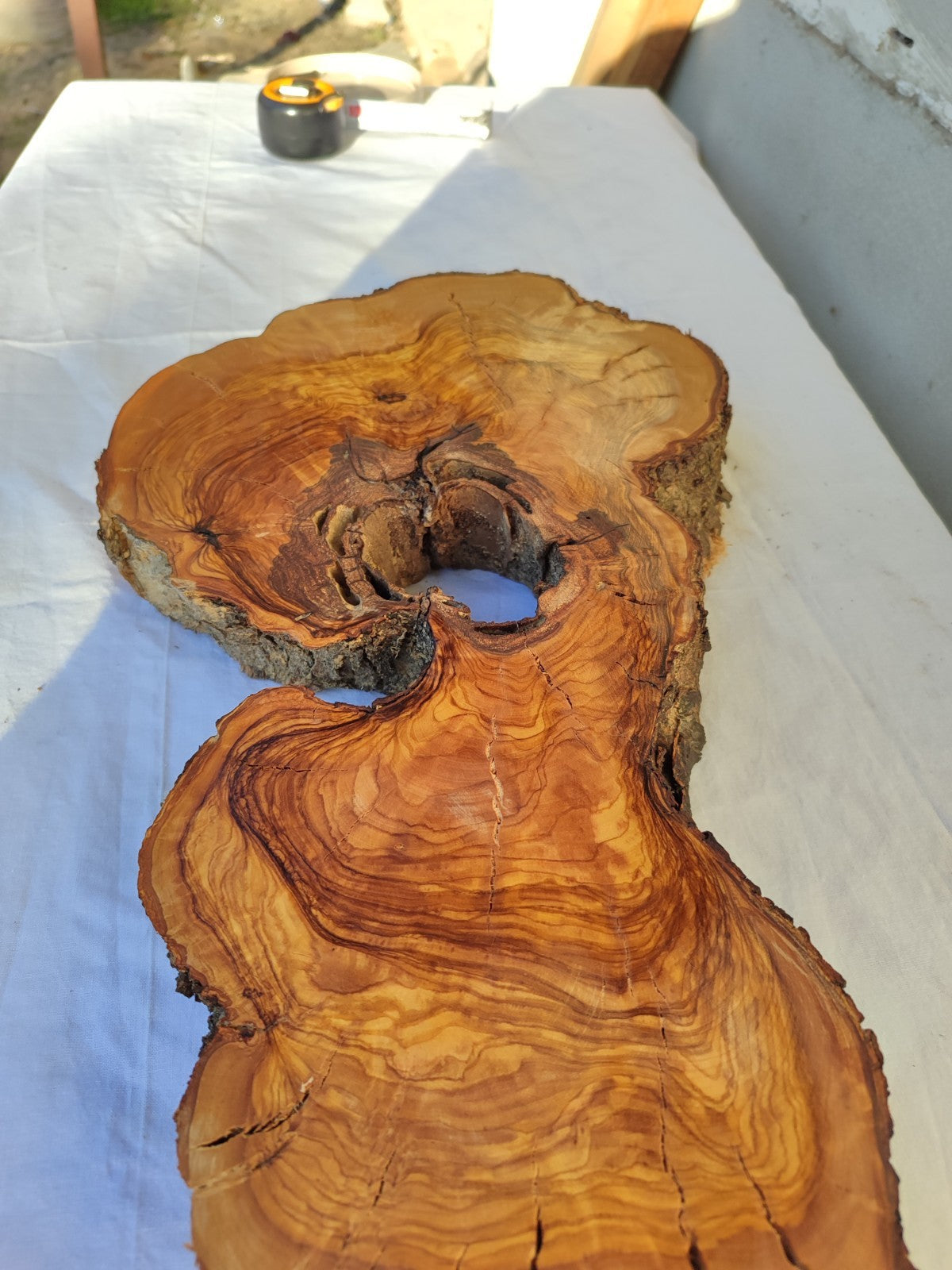 200+ Year Old Olive Wood Slab | Thick Live Edge Olive Wood Slice.