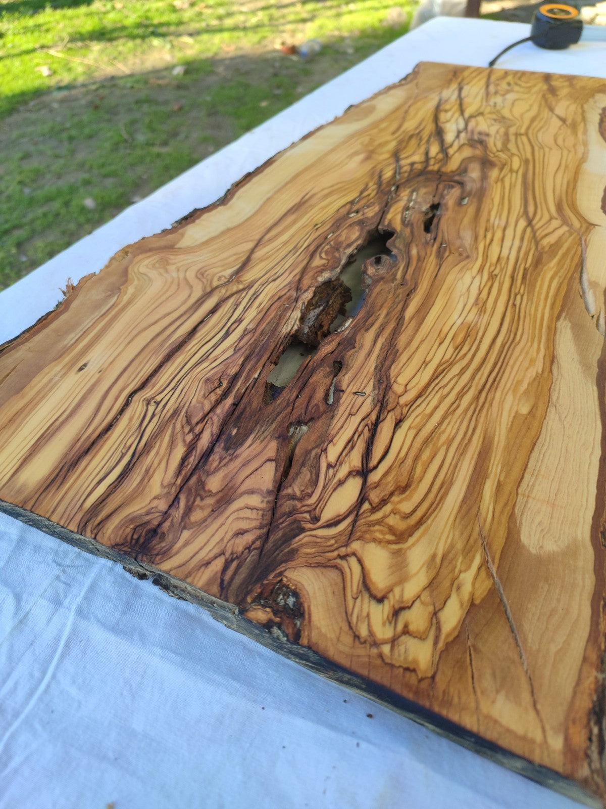 Large Olive Wood Slab | Live Edge Wood Plank for Table, Desk & Furniture.