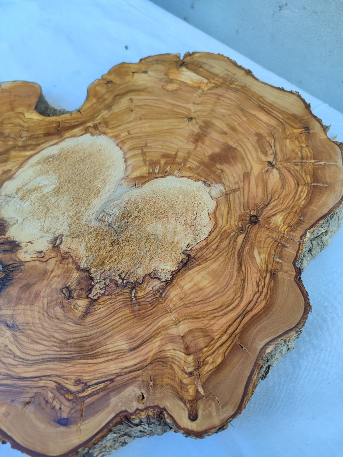 Olive Wood Slab with Natural Center | 200+ Year Old Live Edge Wood.