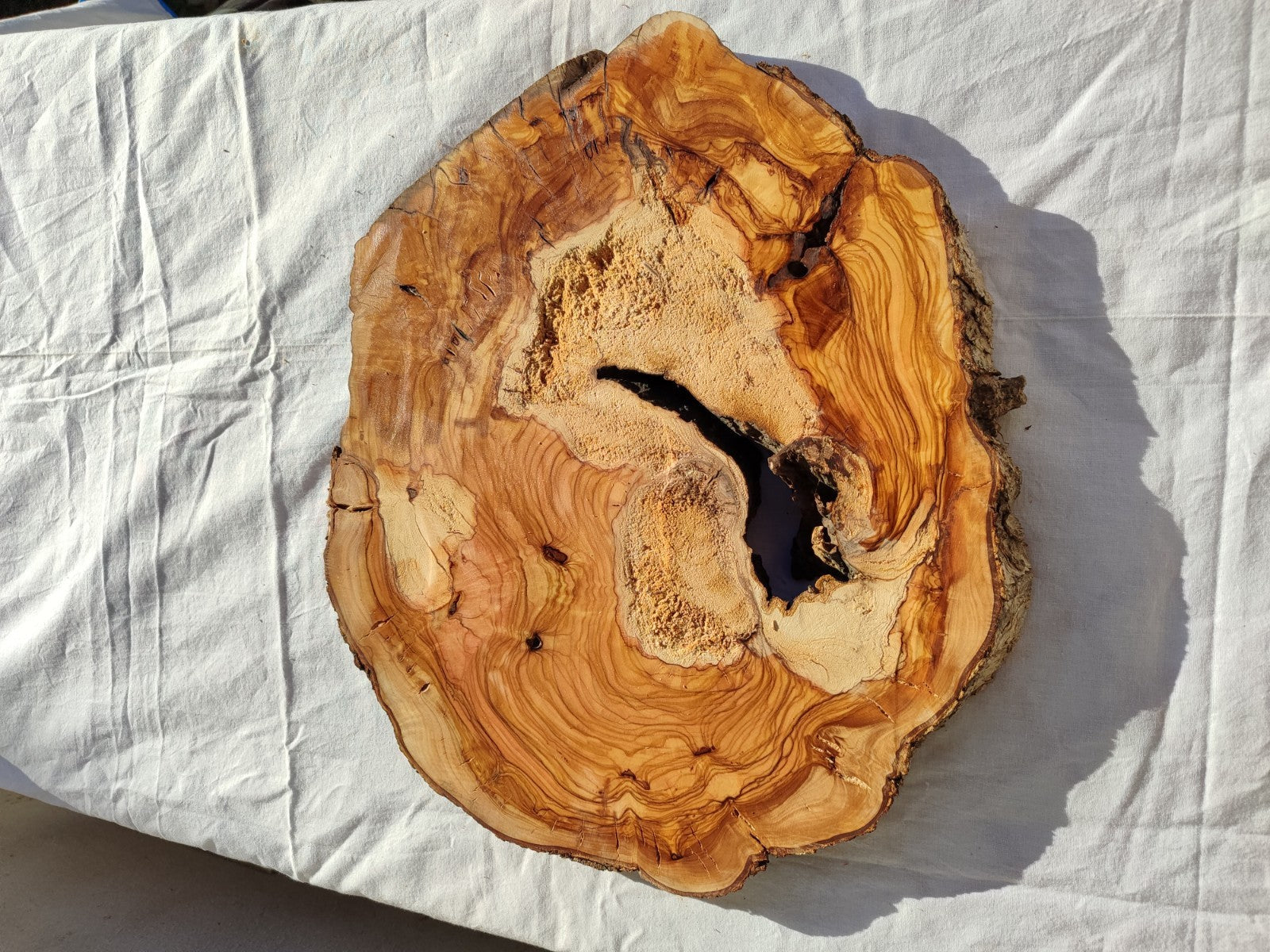 Natural Olive Wood Slab | Live Edge Olive Wood Slice for Craft, Woodworking.