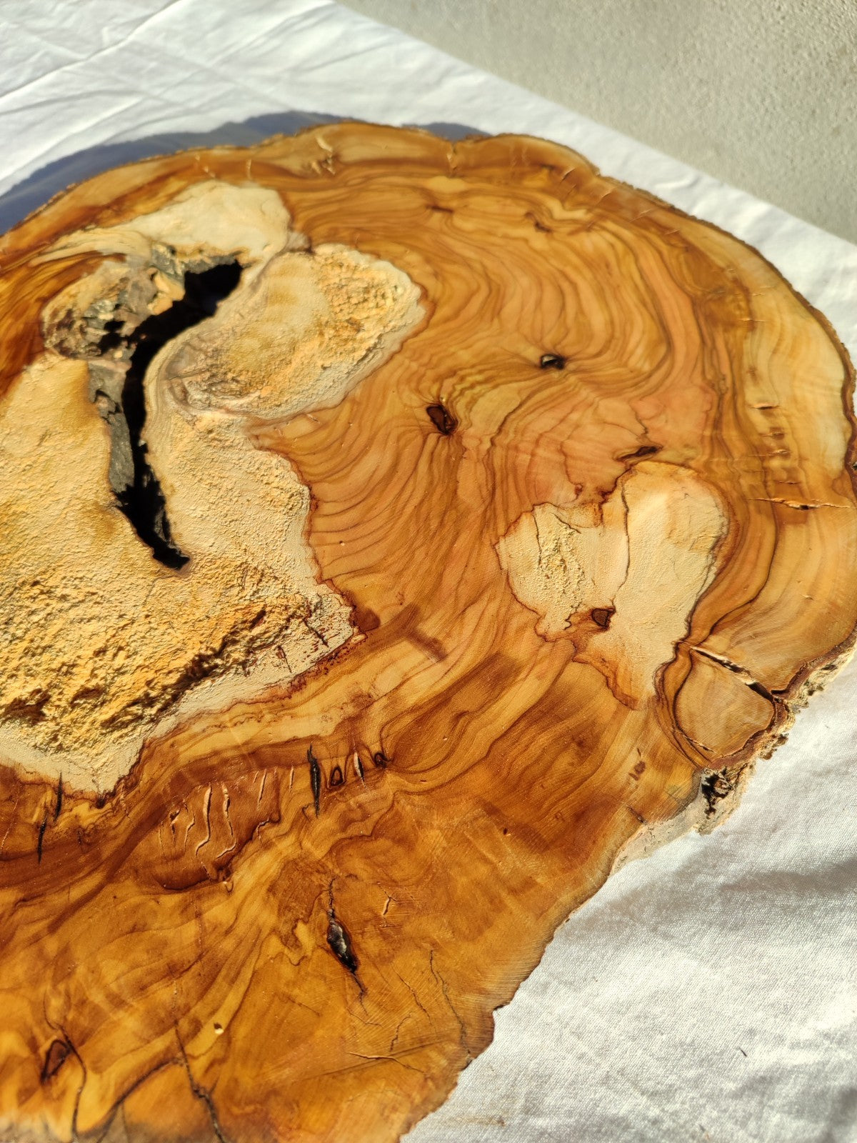 Natural Olive Wood Slab | Live Edge Olive Wood Slice for Craft, Woodworking.