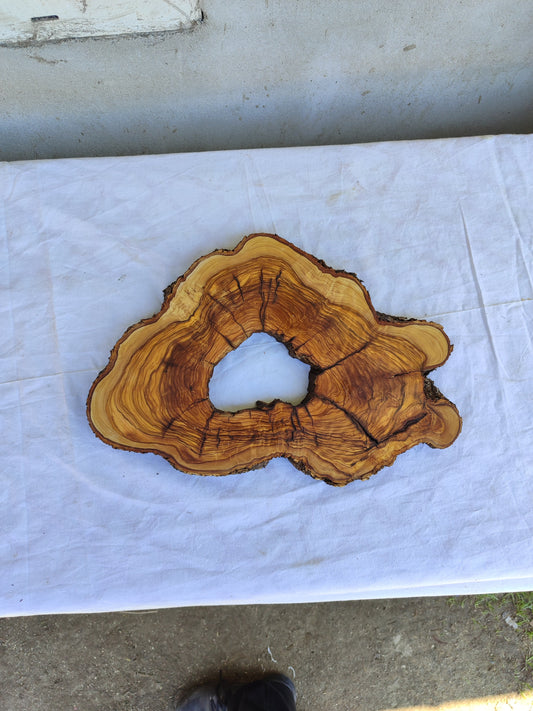 Rare Olive Wood Live Edge Slab 25x39cm - Unique Grain Epoxy Resin Wood for Clock & Guitar Body - Sustainable Luxury &