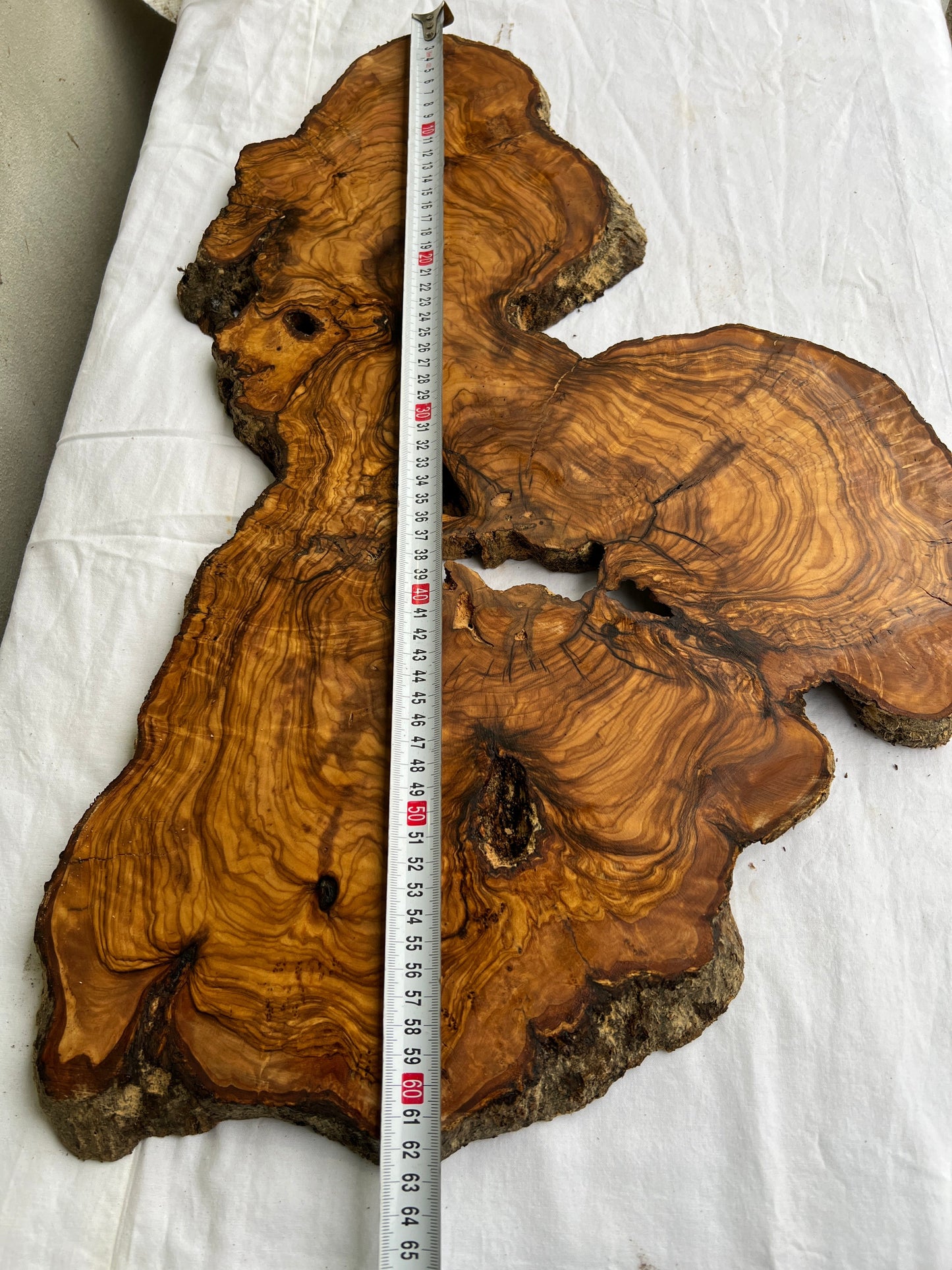 Rare Live Edge Olive Wood Slab 38x61cm - Premium Dry Luthier Lumber for Epoxy Resin Art, Coffee Tables & Unique Guitar Bodies.