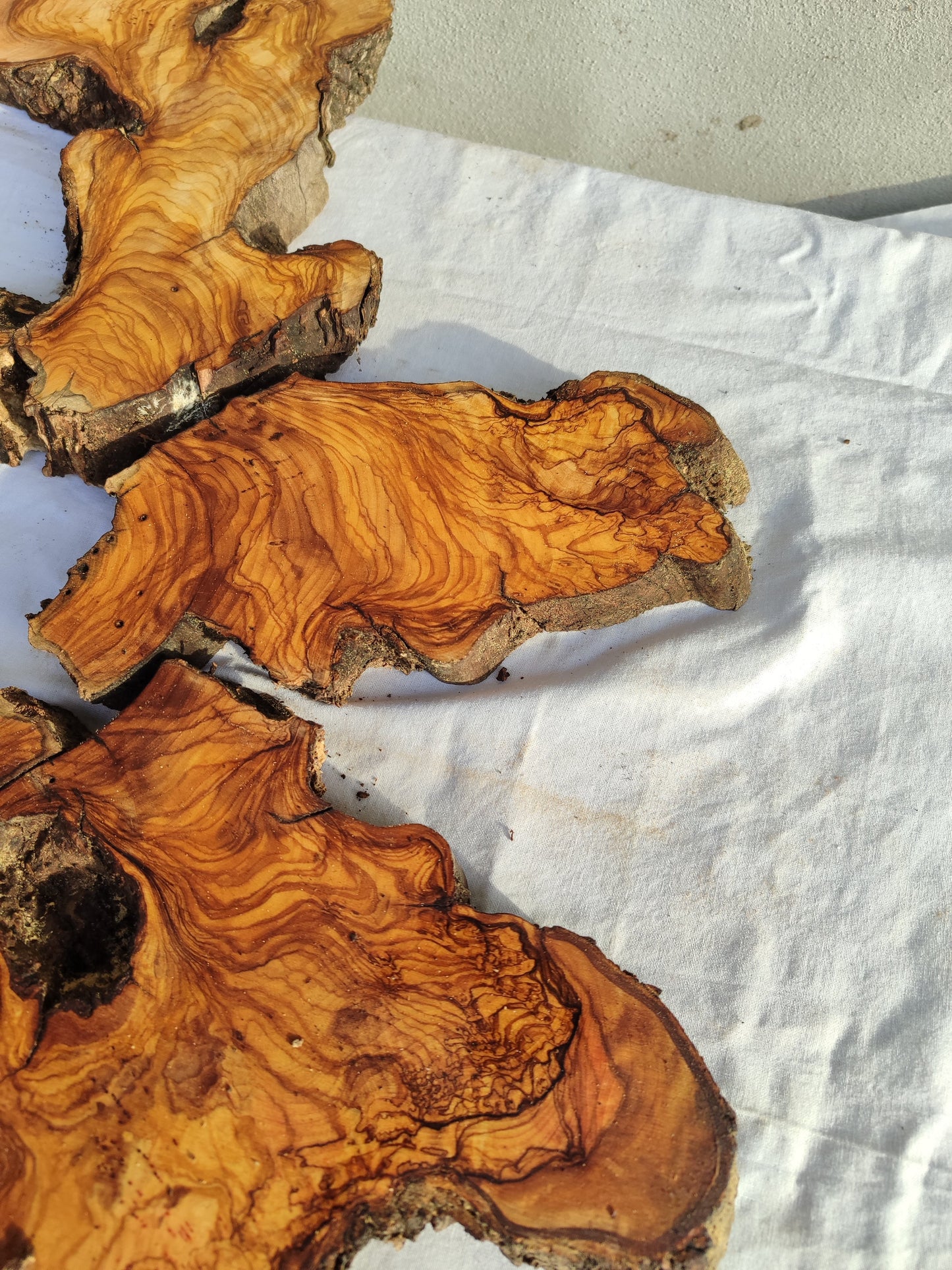 Rare Olive Wood Slab 23"x23" | Live Edge Epoxy Table Top | Premium Luthier Wood | Dry Exotic Lumber | Unique Grain DIY Art 58x59cm.