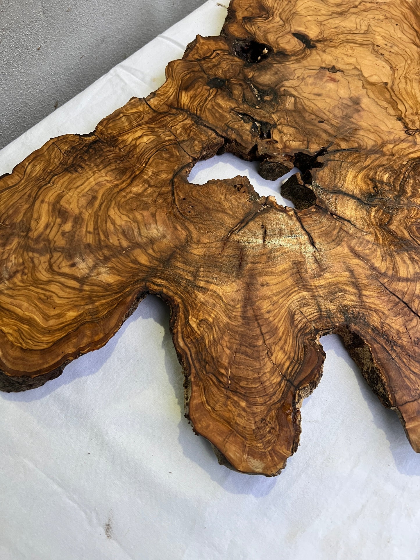 Rare Olive Wood Slab 43x66cm | Live Edge for Epoxy Resin & Coffee Table | Premium Dry Luthier Wood | Unique Grain Sustainable Luxury Art.