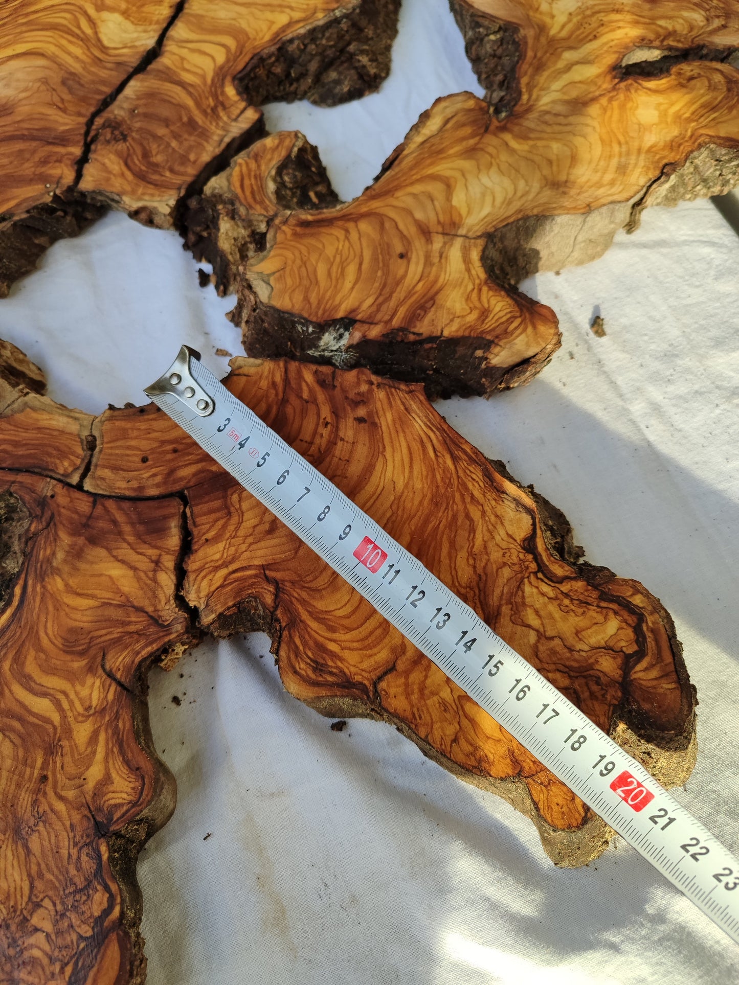 Rare Olive Wood Slab 23"x23" | Live Edge Epoxy Table Top | Premium Luthier Wood | Dry Exotic Lumber | Unique Grain DIY Art 58x59cm.
