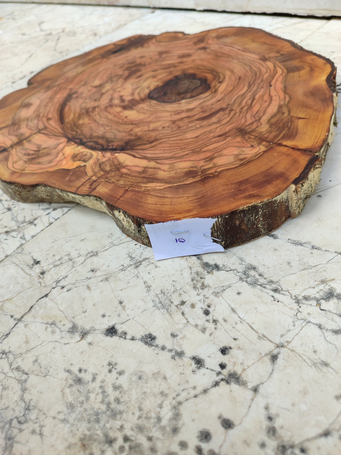 Rare Live Edge Olive Wood Slab - Premium 100% Natural - Unique Grain - Sustainable Luxury - 32x38x2.49 cm