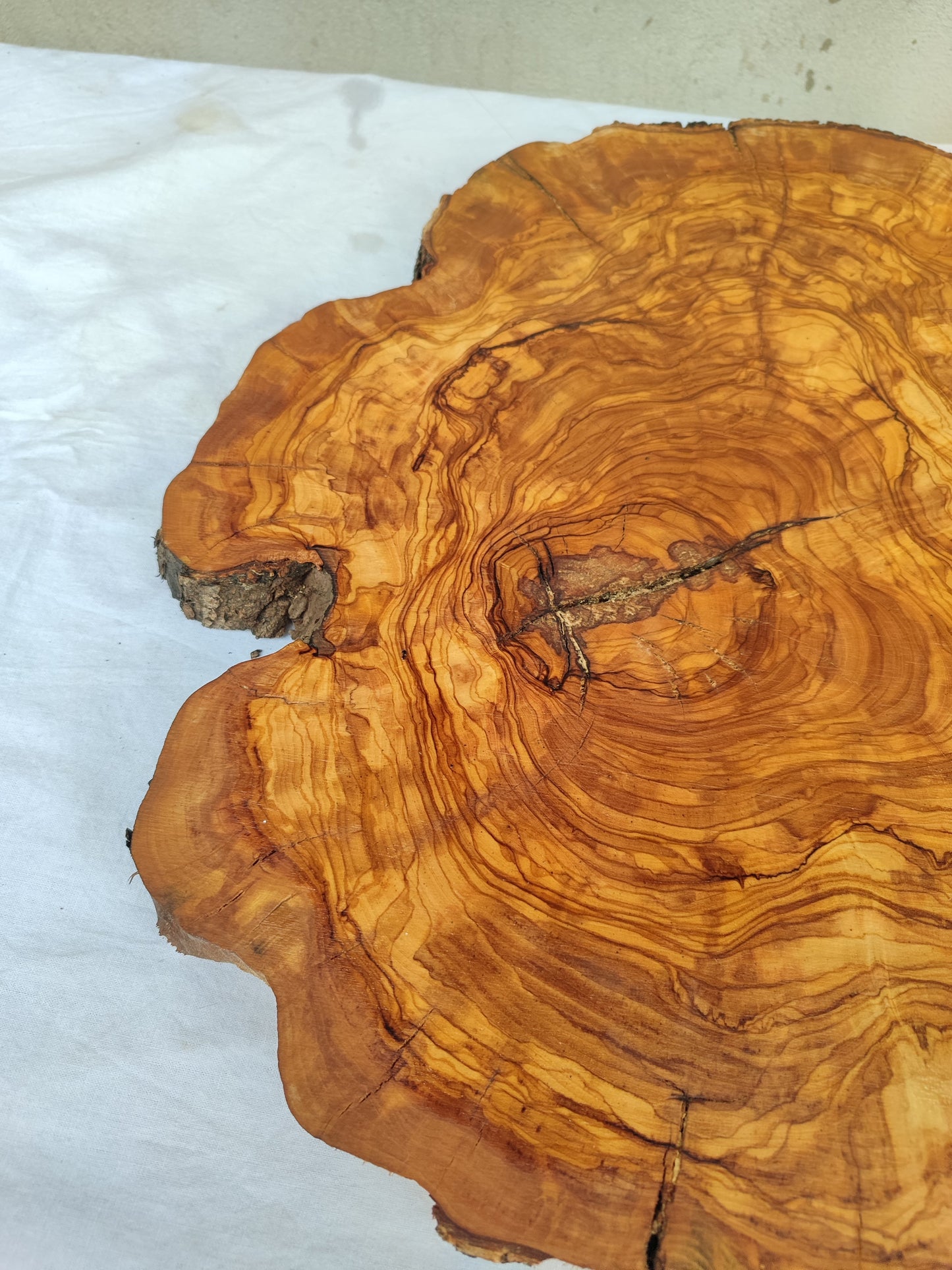Rare Olive Wood Live Edge Slab – 40x44x2.5cm Unique Grain Sustainable Luxury - Olive Generic