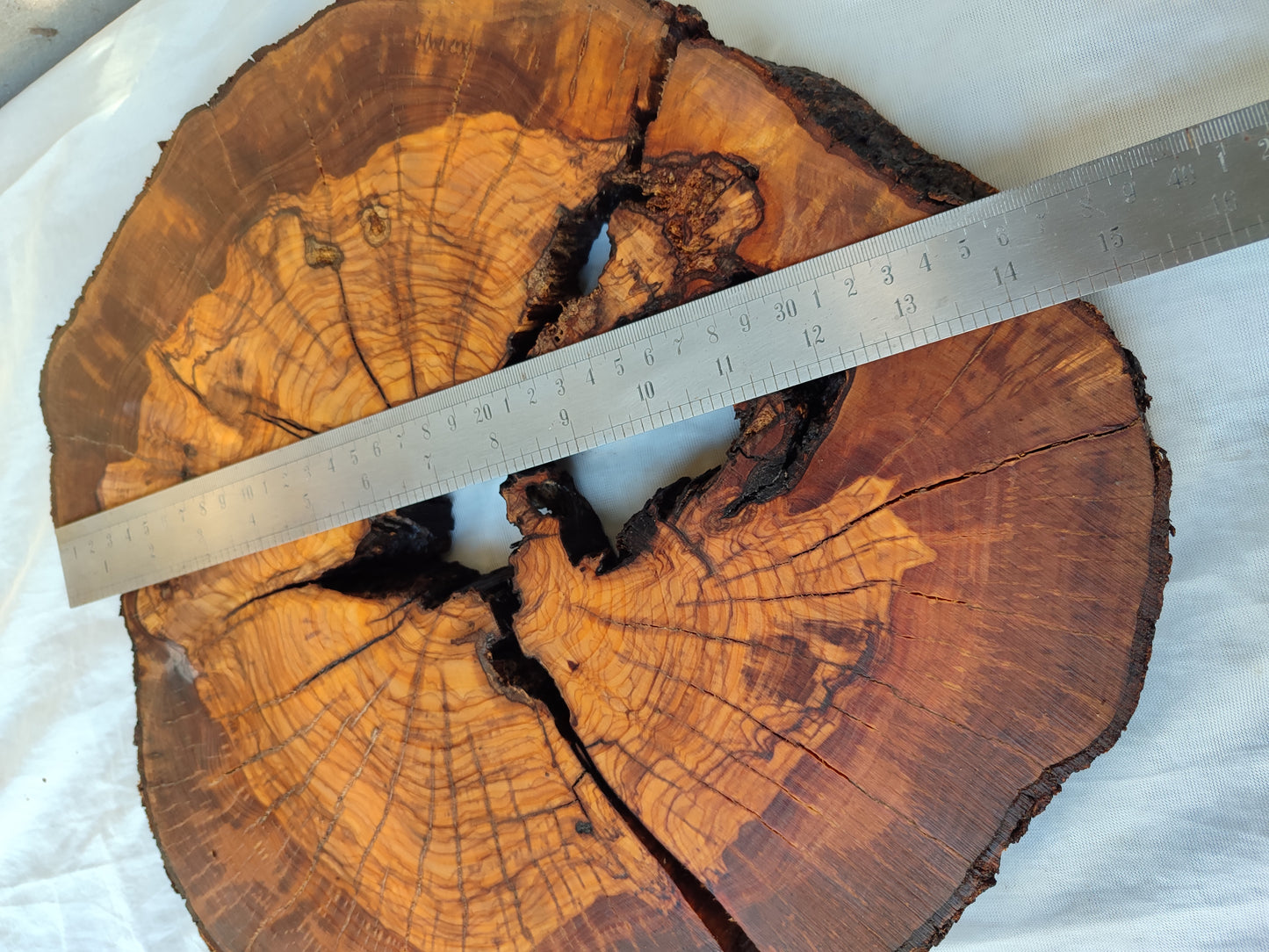 Rare Olive Wood Slab - Live Edge Slab, Unique Grain, Sustainable Luxury - 36x38x2.5 cm