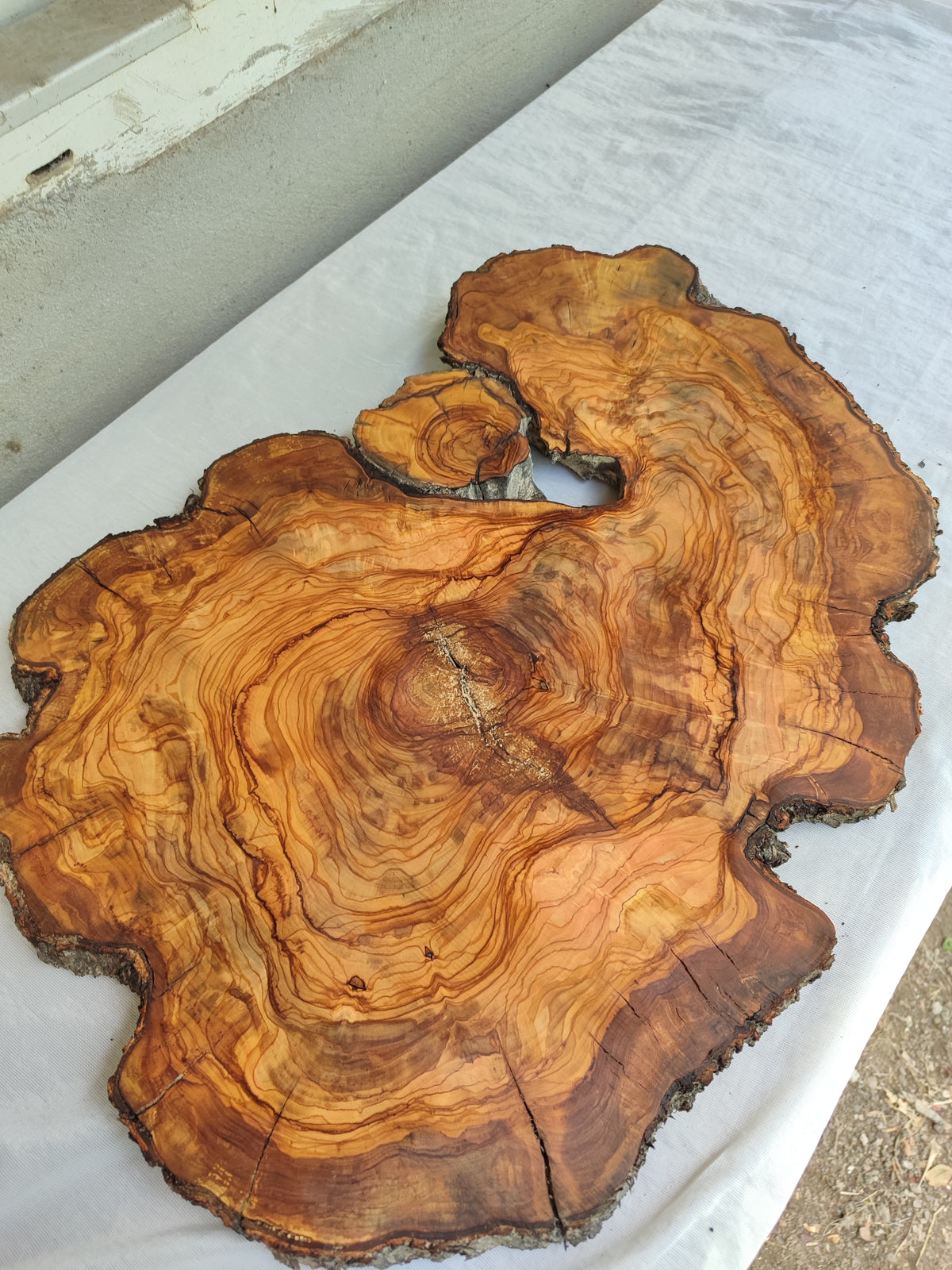 Epoxy Resin Olive Wood Slab Live Edge 37x50cm Coffee Table