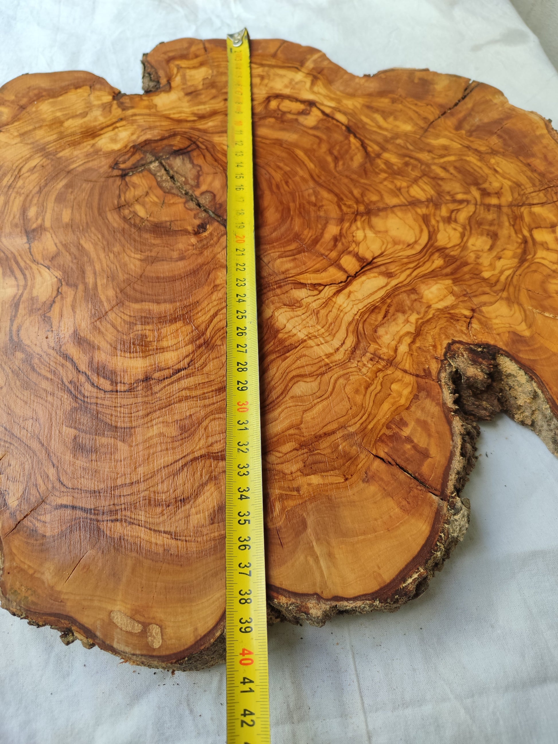 Rare Olive Wood Live Edge Slab – 40x44x2.5cm Unique Grain Sustainable Luxury - Olive Generic