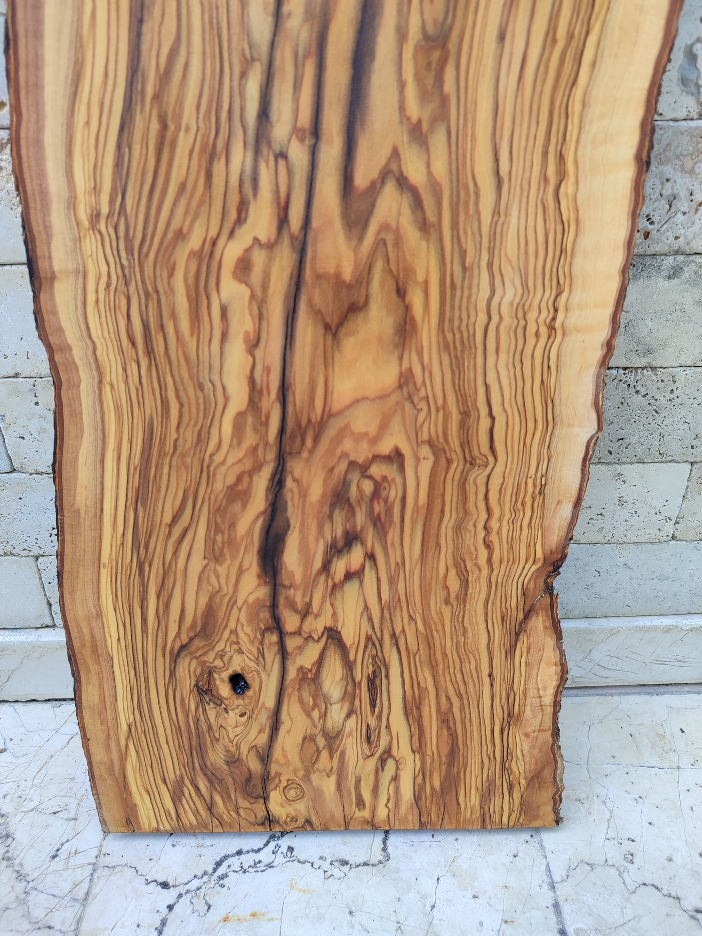 Rare Olive Wood Live Edge Slab – 33x78cm Premium Sustainable Luxury for Epoxy, Table & Craft