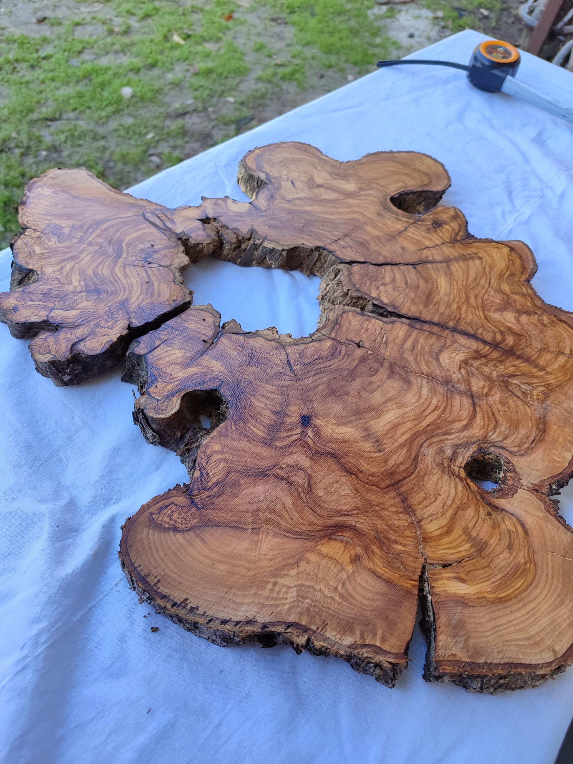 Rare Ancient Olive Wood Slab 43x53cm Live Edge Lumber for Epoxy Resin.