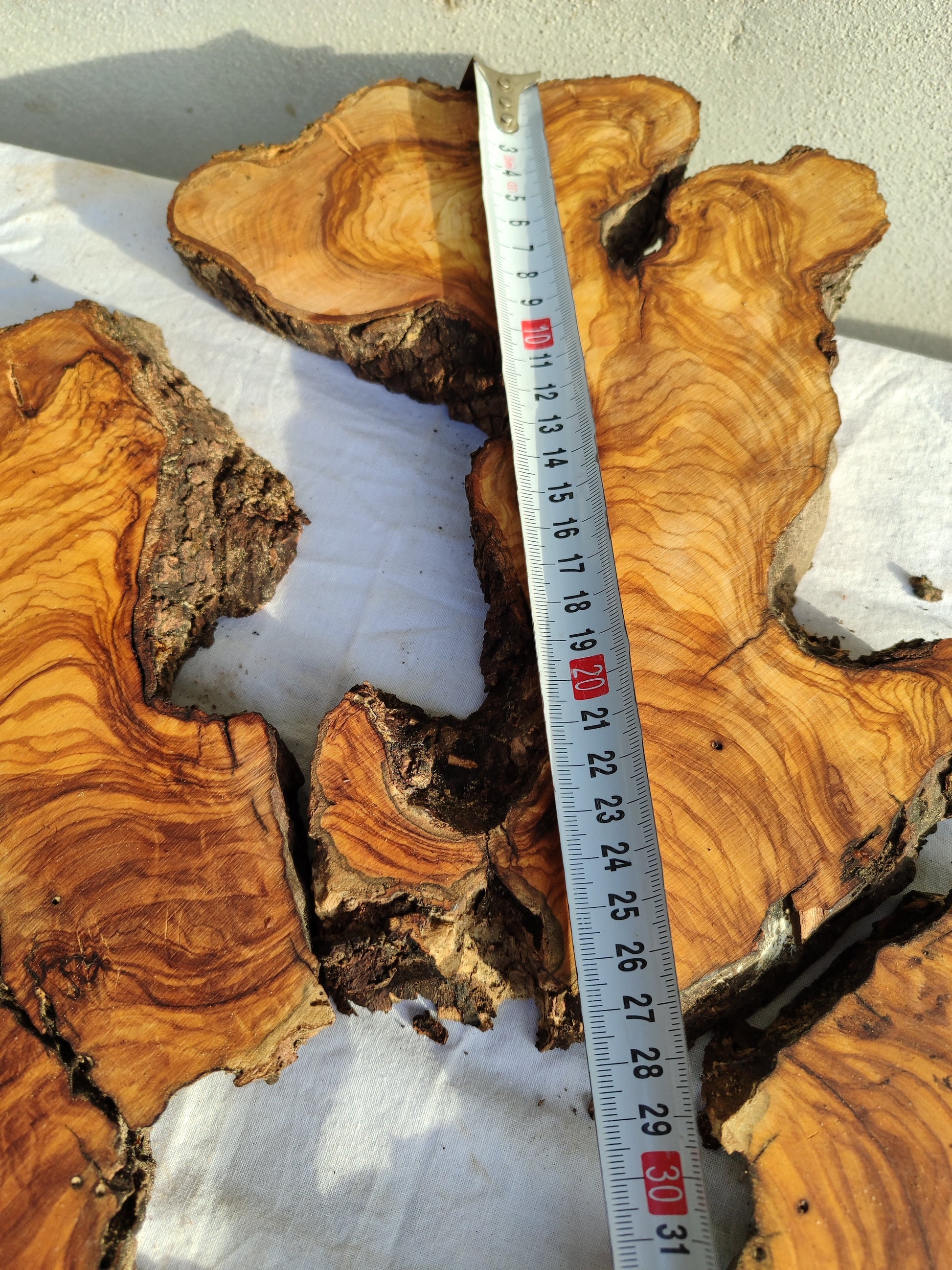 Rare Olive Wood Slab 23"x23" | Live Edge Epoxy Table Top | Premium Luthier Wood | Dry Exotic Lumber | Unique Grain DIY Art 58x59cm.