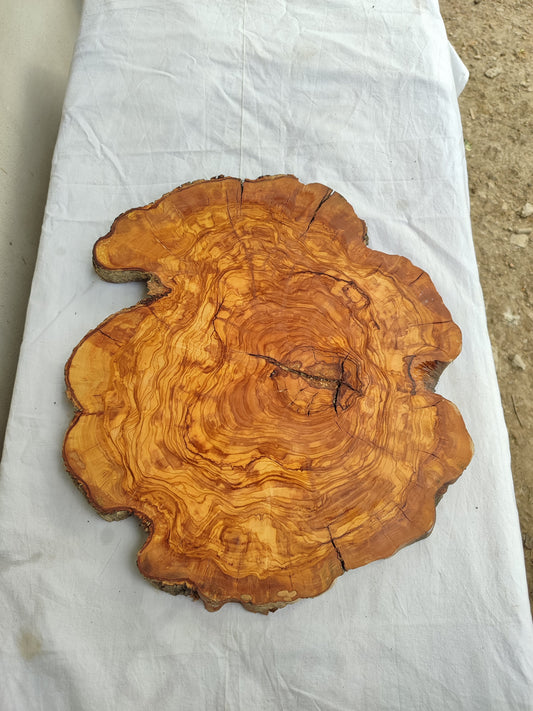 Rare Olive Wood Live Edge Slab – 39x44x3 cm Unique Grain Sustainable Luxury for Epoxy & Luxury Crafts - Olive Generic