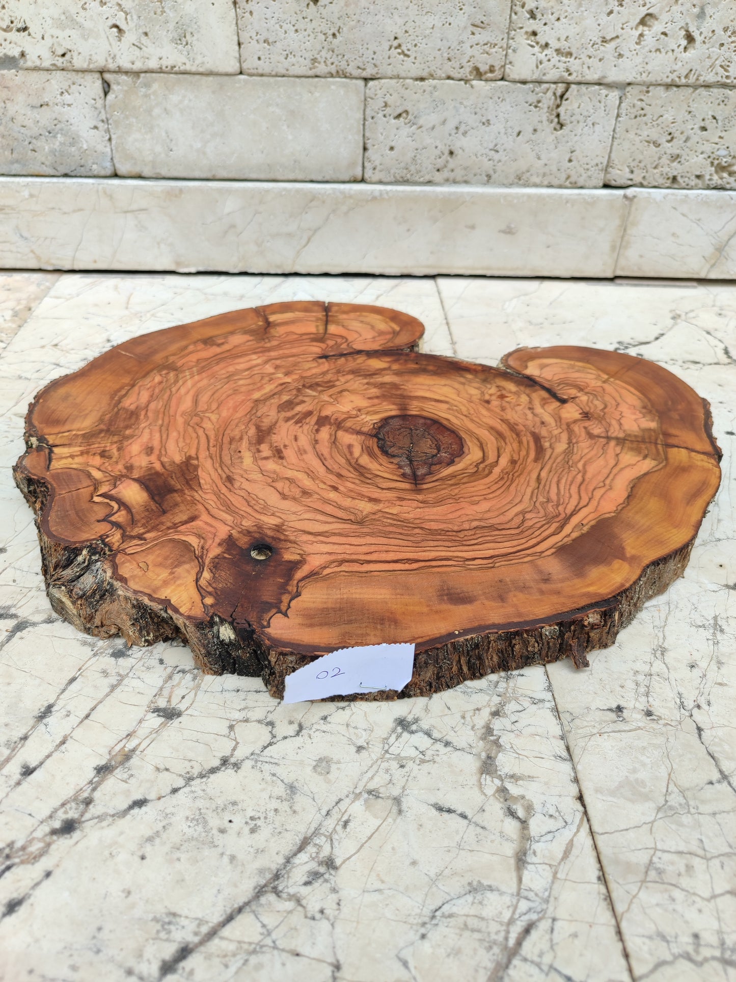 Rare Olive Wood Live Edge Slab – 31x40cm Premium Sustainable Luxury, Unique Grain, Natural Luster, Epoxy Friendly