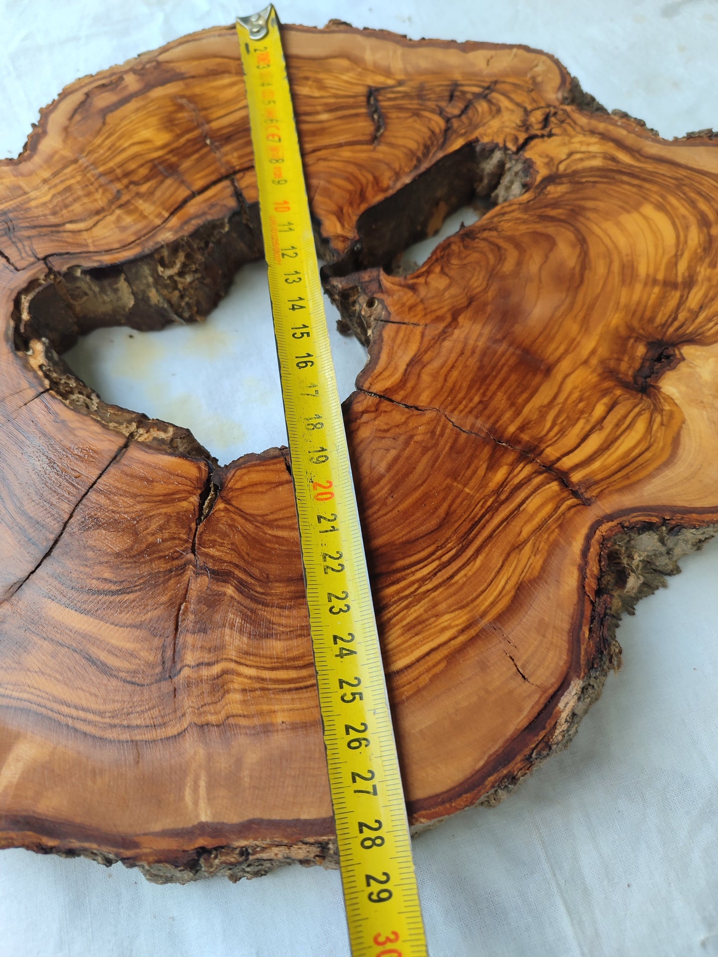 Rare Olive Wood Live Edge Slab – Premium Natural Luster – 28x36x3 cm – Sustainable Luxury - Olive Generic