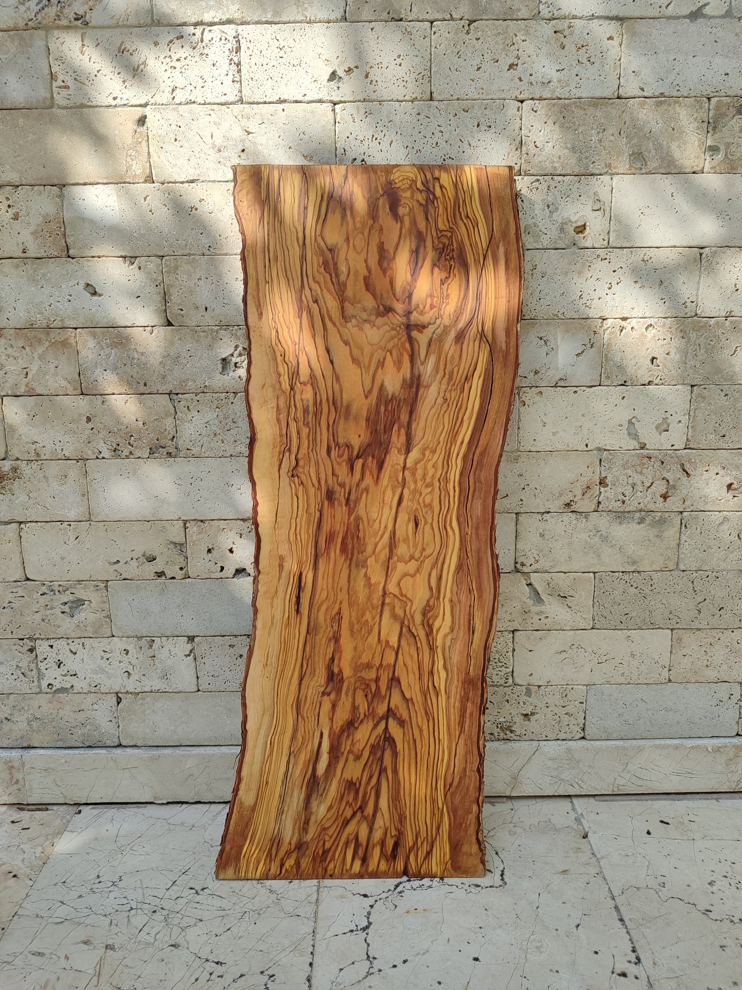 Rare Premium Olive Wood Live Edge Slab - Unique Grain - Sustainable Luxury