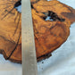 Rare Olive Wood Slab – Live Edge, Unique Grain, Sustainable Luxury – 41x43x2.5 cm