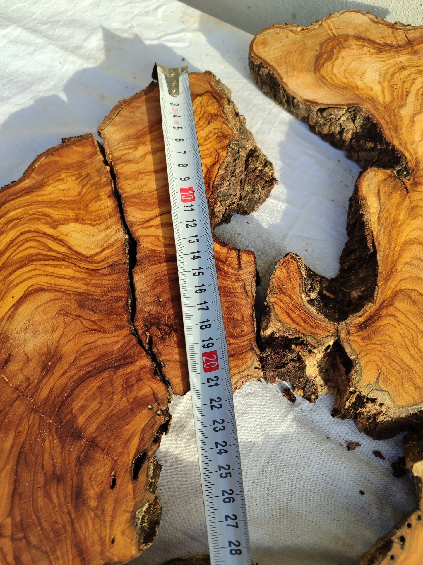 Rare Olive Wood Slab 23"x23" | Live Edge Epoxy Table Top | Premium Luthier Wood | Dry Exotic Lumber | Unique Grain DIY Art 58x59cm.