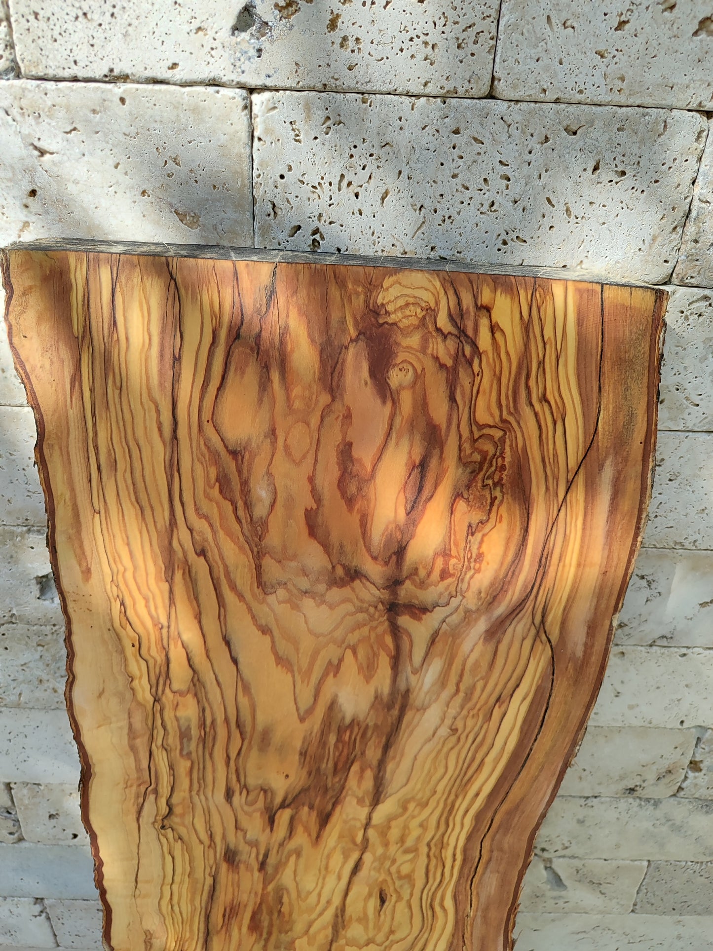 Rare Premium Olive Wood Live Edge Slab - Unique Grain - Sustainable Luxury