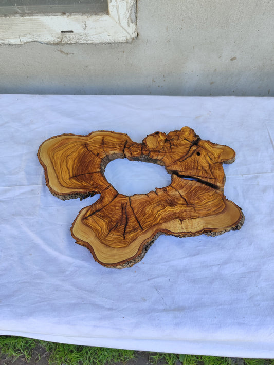 Rare Olive Wood Slab 28x39cm - Ultra Dry Live Edge Burl for Epoxy Resin & Luxury Crafts | Unique Grain Luthier Material