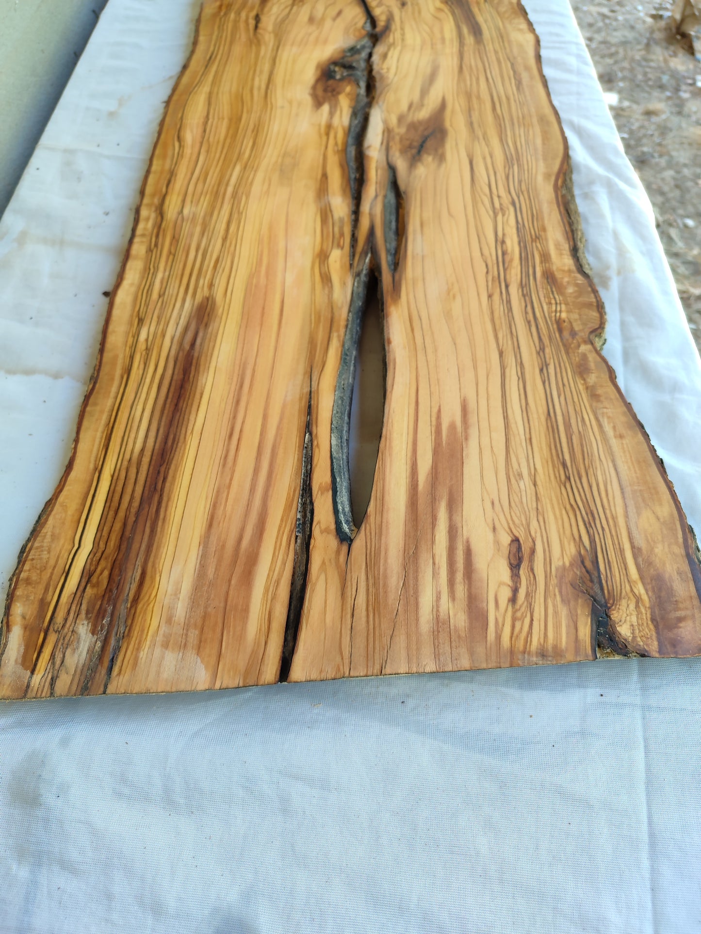 Rare Live Edge Olive Wood Slab – 33x80cm, Sustainable Luxury, Unique Grain, Natural Luster