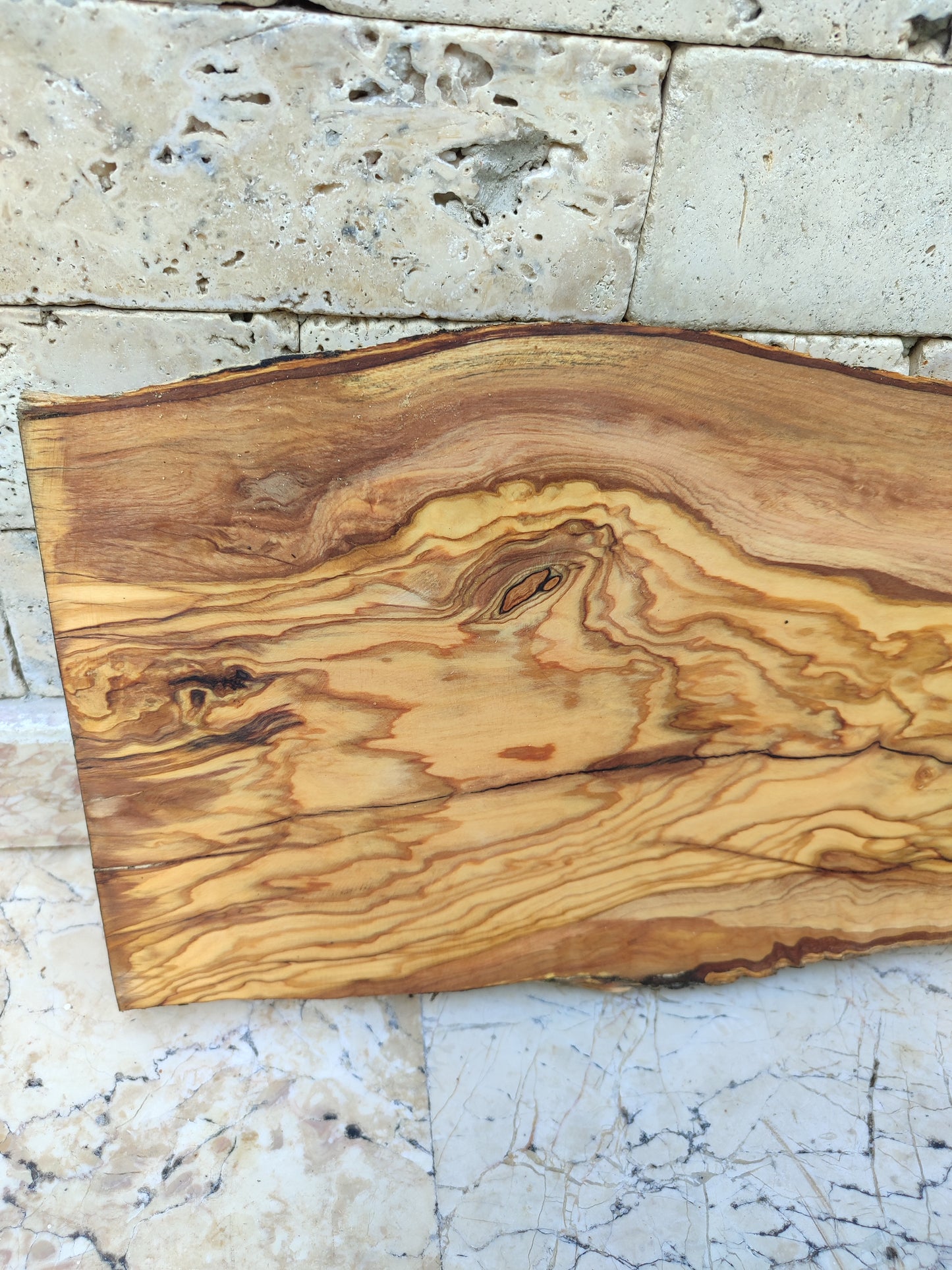 Rare Olive Wood Live Edge Slab – 23x77x2.7cm Ultra‑Dry, Natural Luster, Unique Grain, Sustainable Luxury for Epoxy & High‑End Crafts