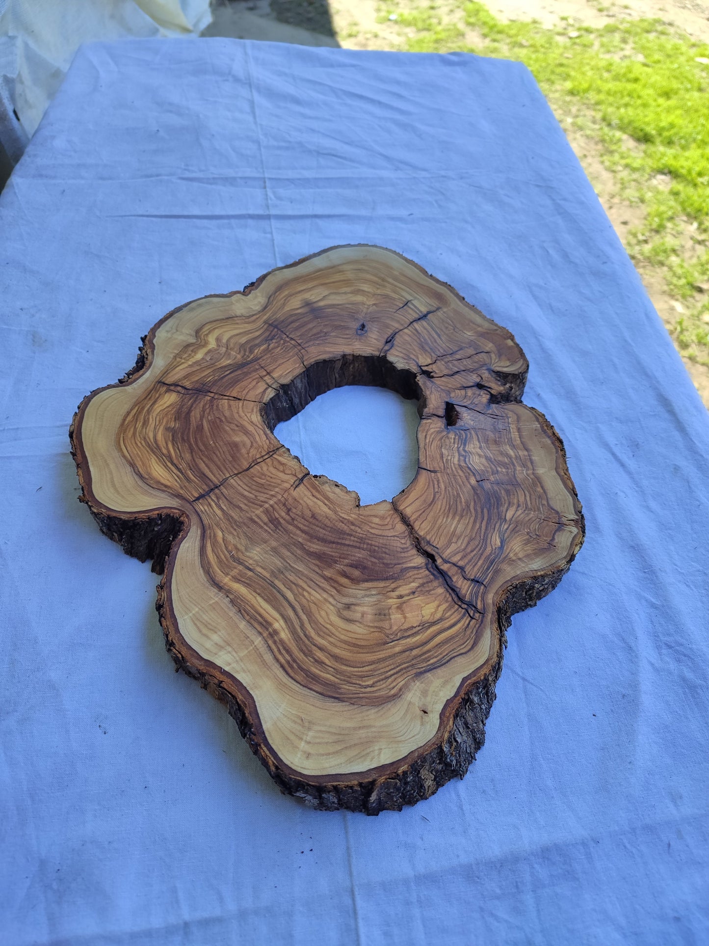 Rare Olive Wood Live Edge Slab 27x37cm | Super Dry 3% Moisture | Exotic Lumber for Epoxy Resin Luthier & Luxury Crafts