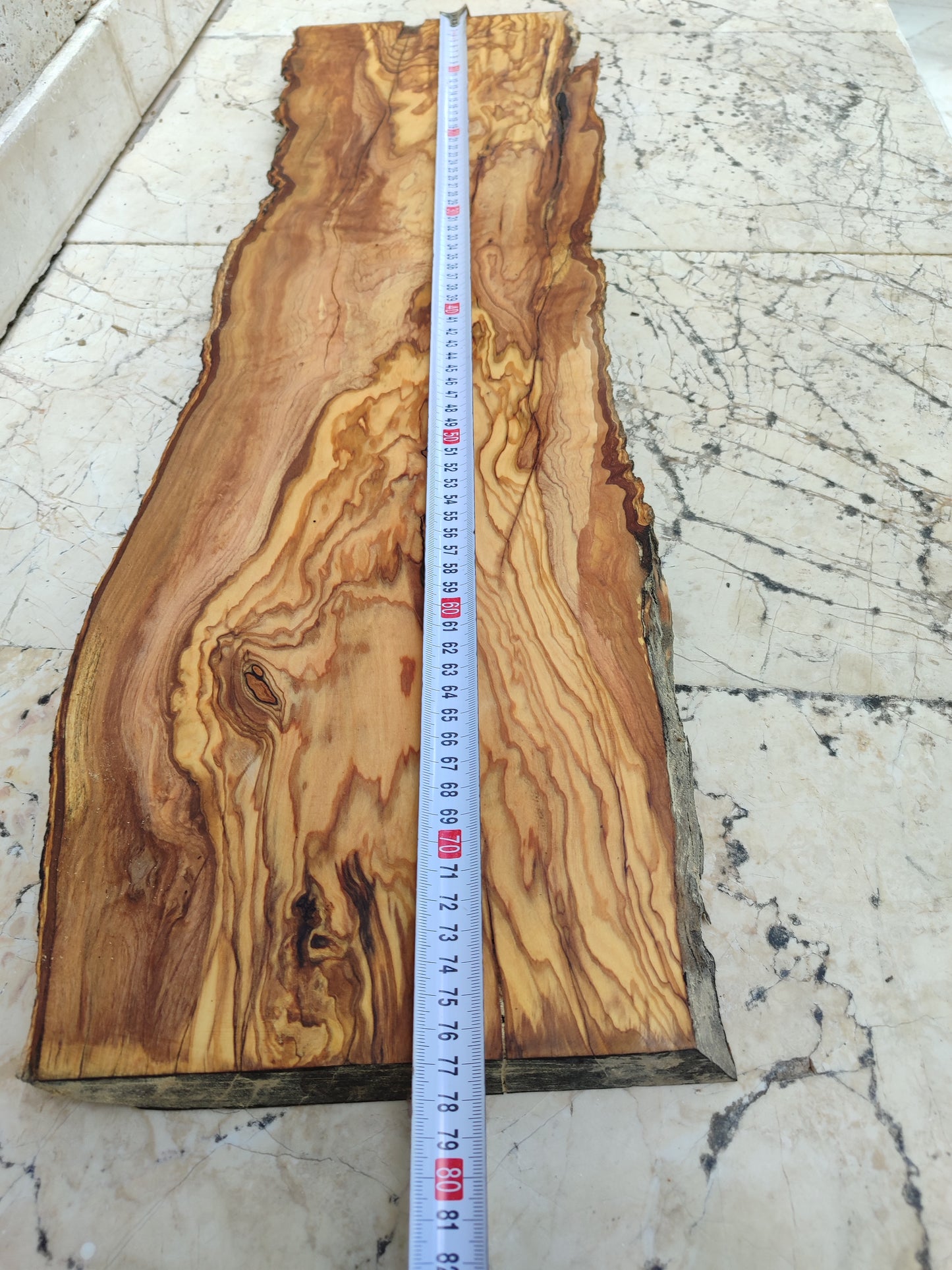 Rare Olive Wood Live Edge Slab – 23x77x2.7cm Ultra‑Dry, Natural Luster, Unique Grain, Sustainable Luxury for Epoxy & High‑End Crafts