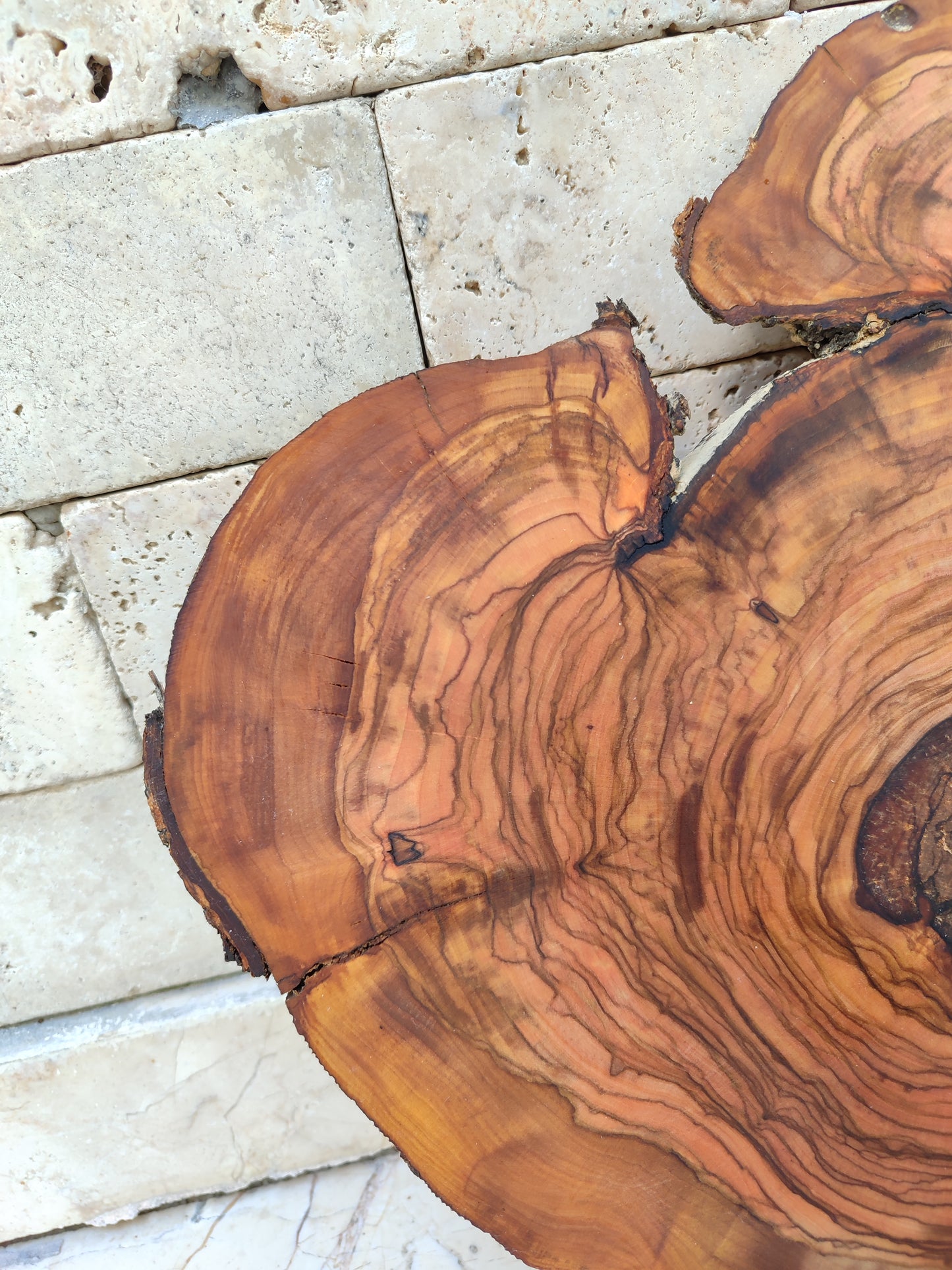 Rare Olive Wood Live Edge Slab - Unique Grain - Sustainable Luxury for Epoxy & Luxury Crafts (30x38 cm)