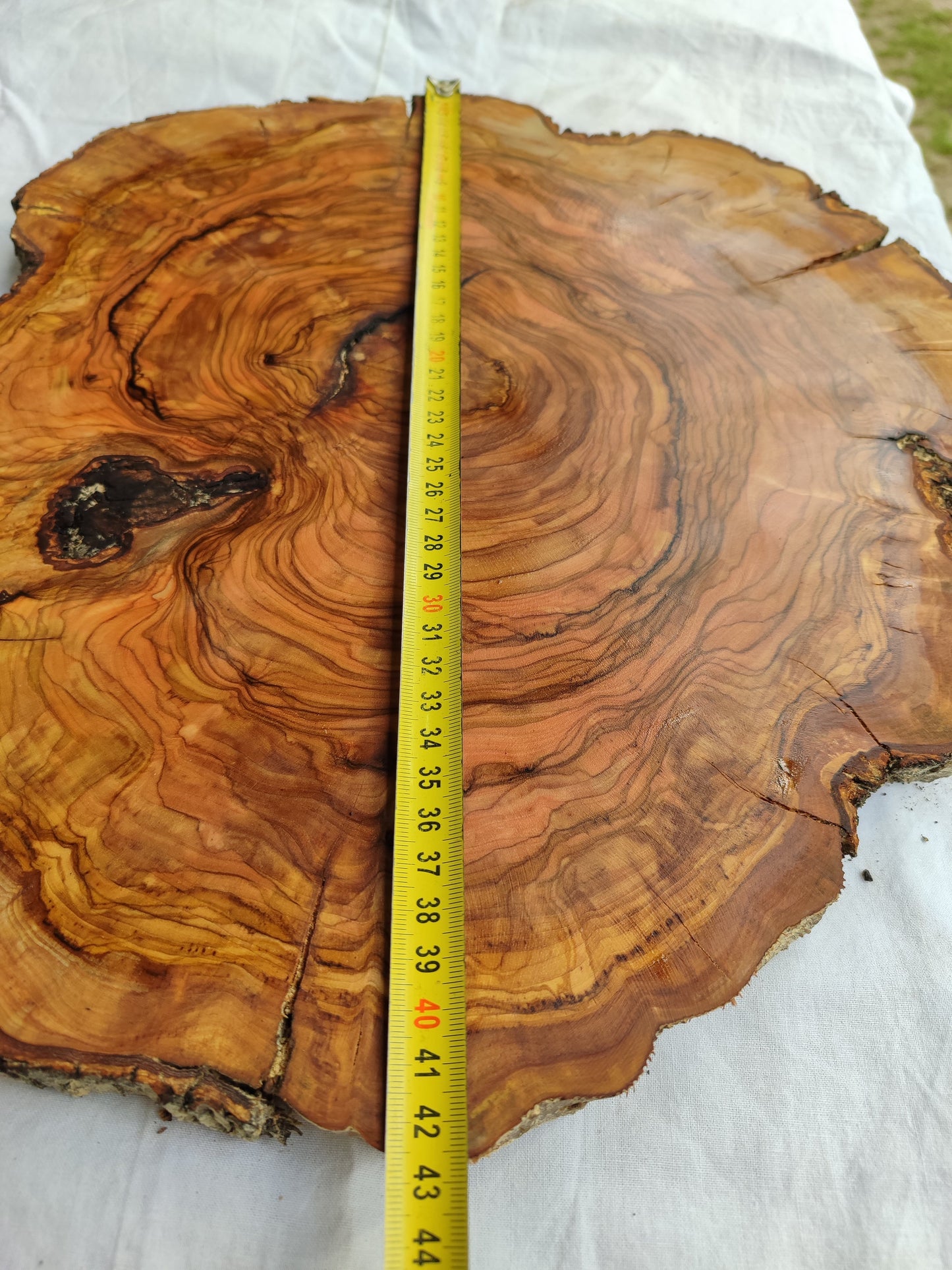Rare Olive Wood Live Edge Slab – 39x42x2.5 cm – Unique Grain Sustainable Luxury for Epoxy & Crafts - Olive Generic