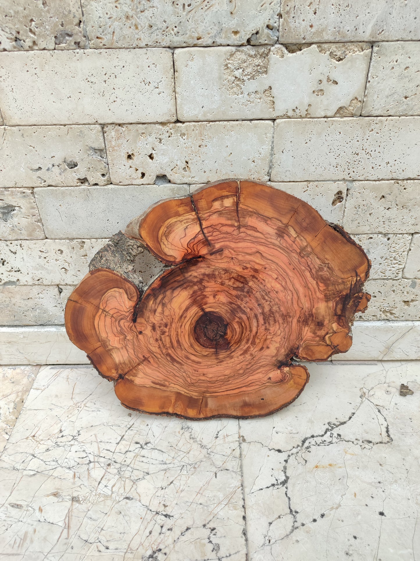 Rare Olive Wood Live Edge Slab – 32x40 cm Premium Sustainable Luxury, Unique Grain & Natural Luster