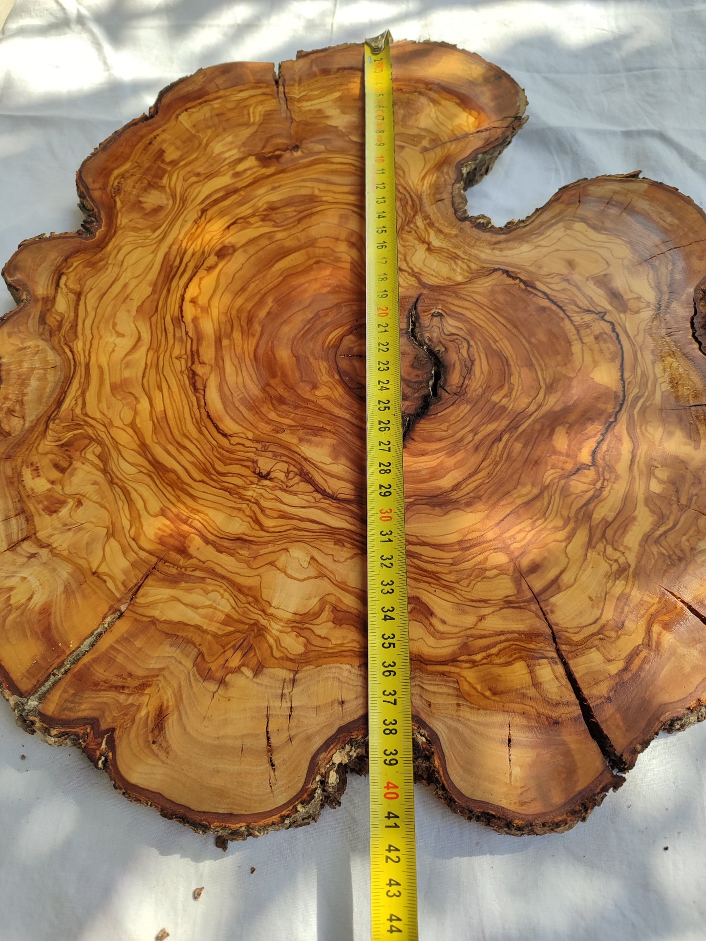 Rare Olive Wood Live Edge Slab – Sustainable Luxury Unique Grain 37x40x2.5cm Premium Natural Finish - Olive Generic