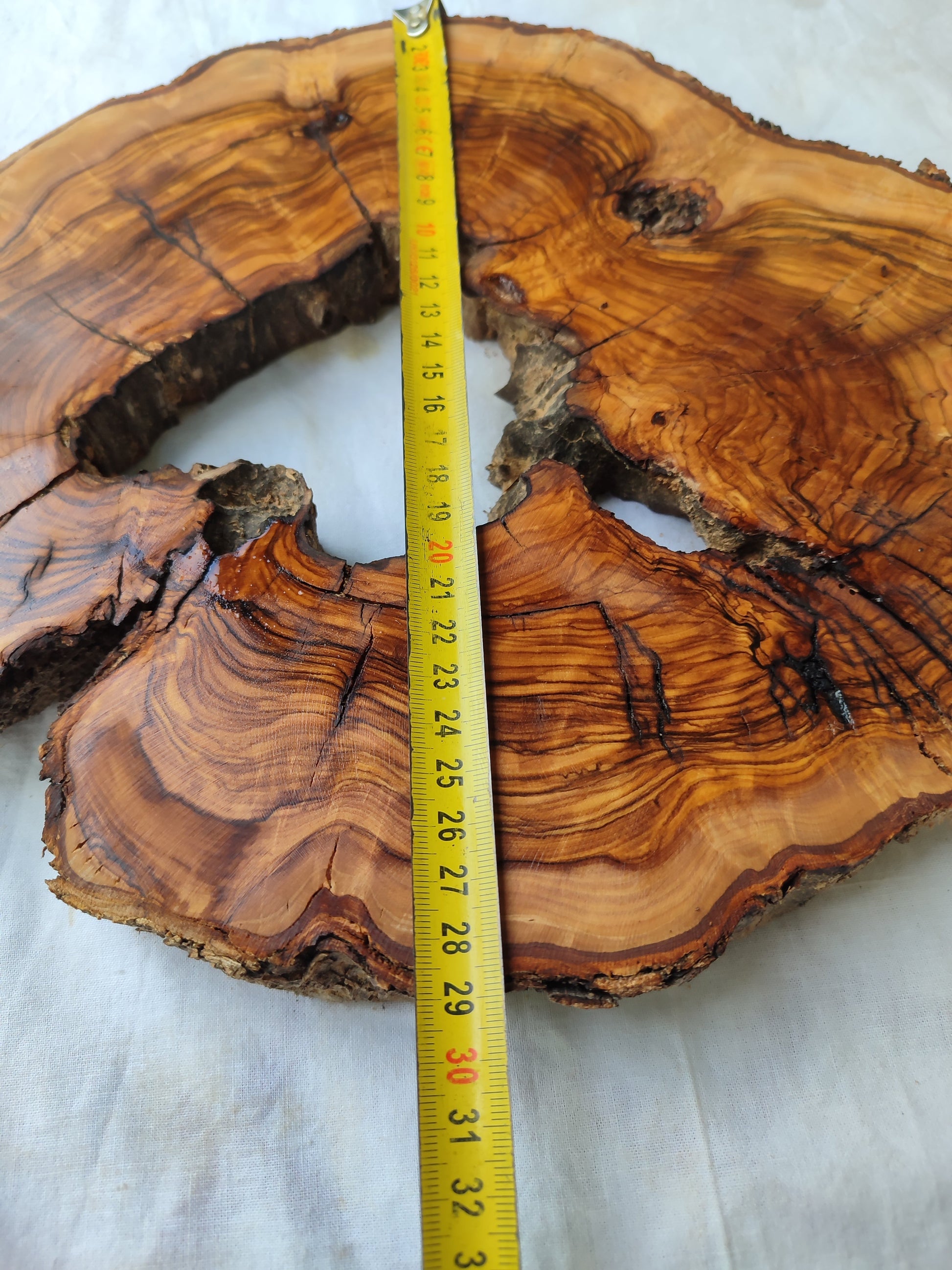 Rare Olive Wood Live Edge Slab – Premium Sustainable Luxury Unique Grain 29x39x3 cm - Olive Generic