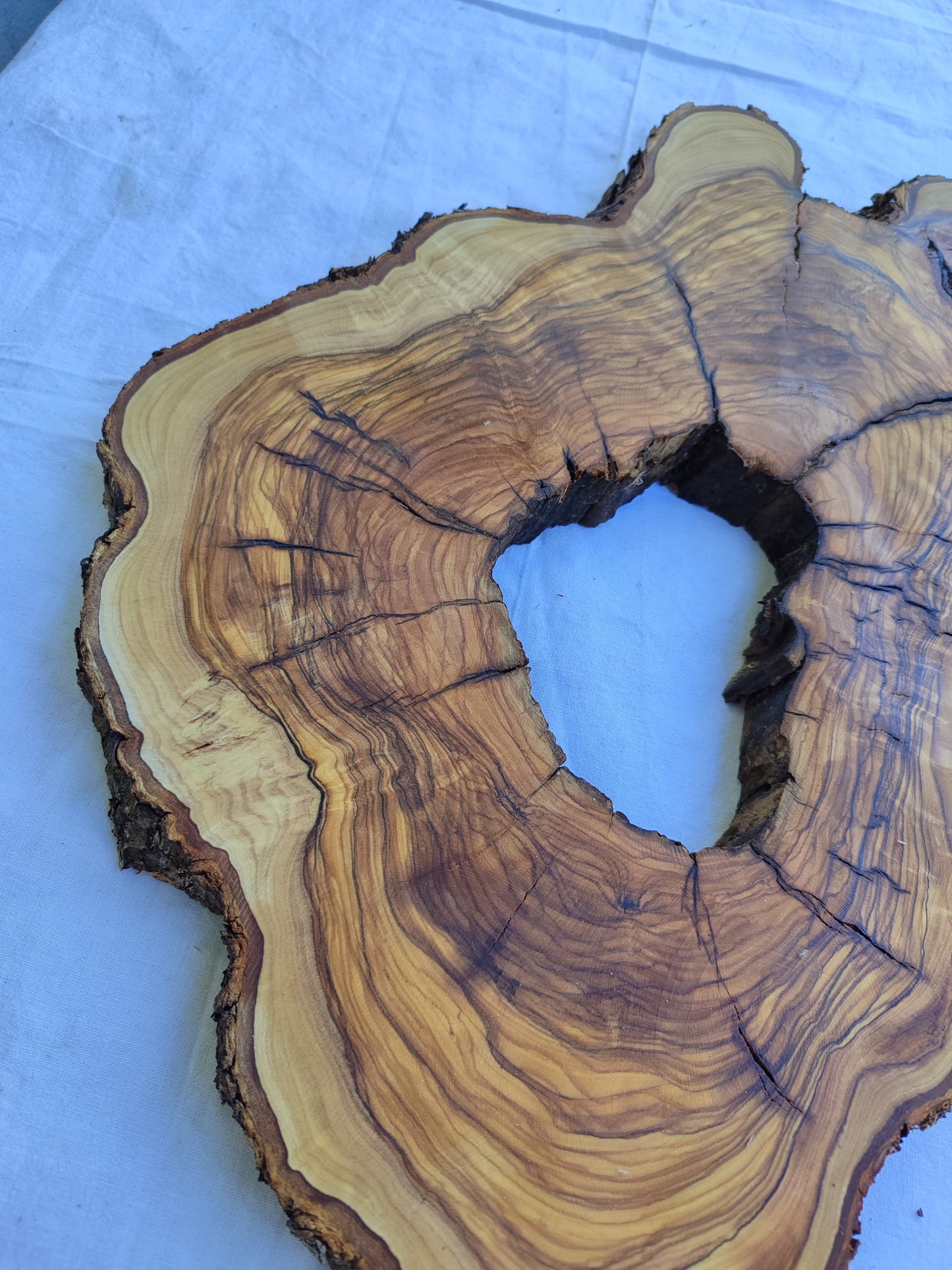 Rare Olive Wood Live Edge Slab 25x39cm - Unique Grain Epoxy Resin Wood for Clock & Guitar Body - Sustainable Luxury &