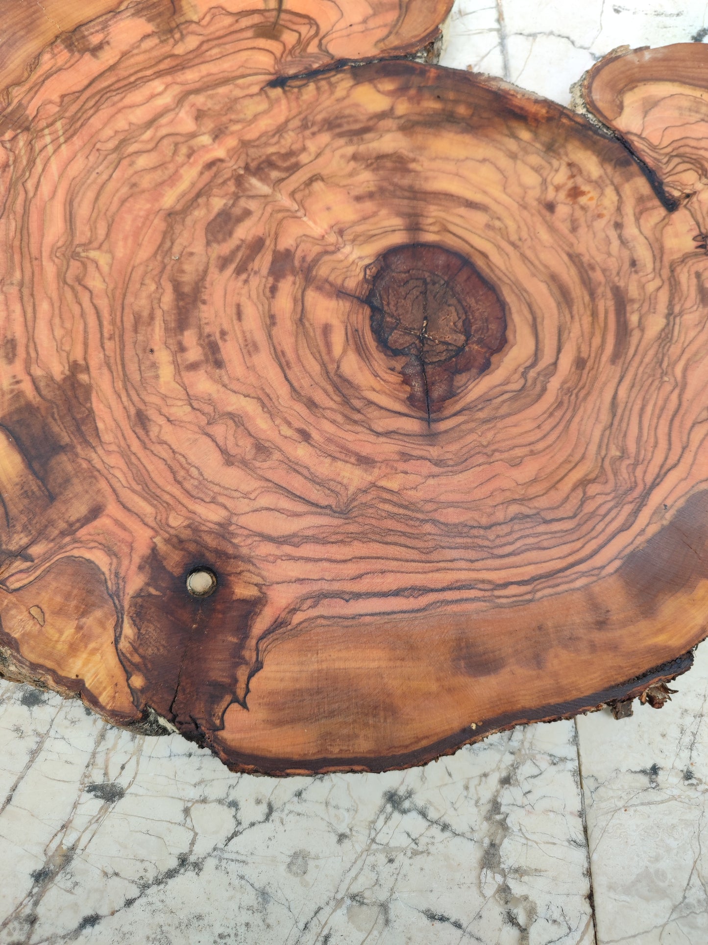 Rare Live Edge Olive Wood Slab – 33x40cm, Unique Grain, Natural Luster, Sustainable Luxury for Epoxy & Crafts