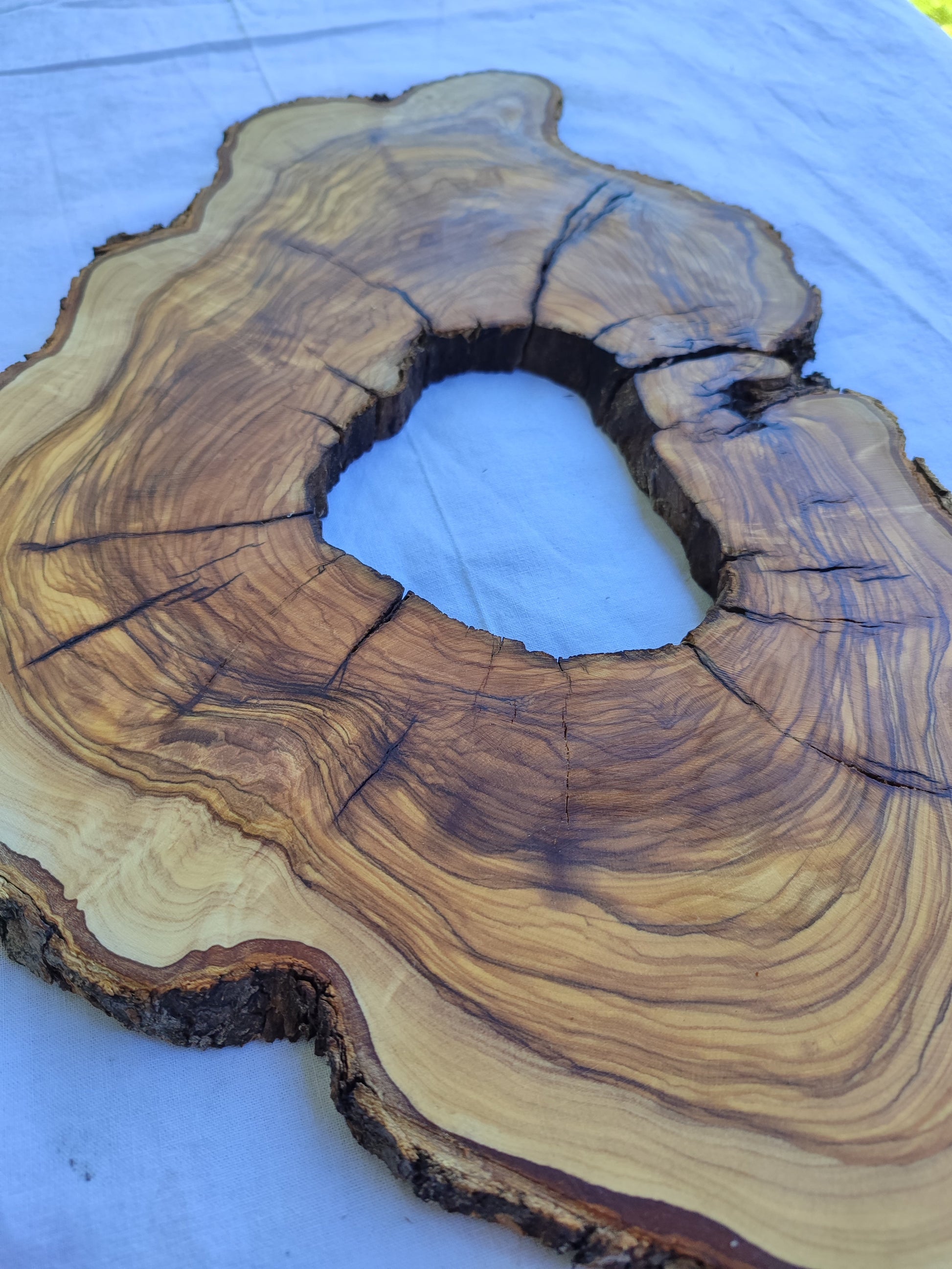 Rare Olive Wood Live Edge Slab 26x38cm | Ultra Dry 3% Moisture | Unique Grain for Epoxy Resin & Luthier Art