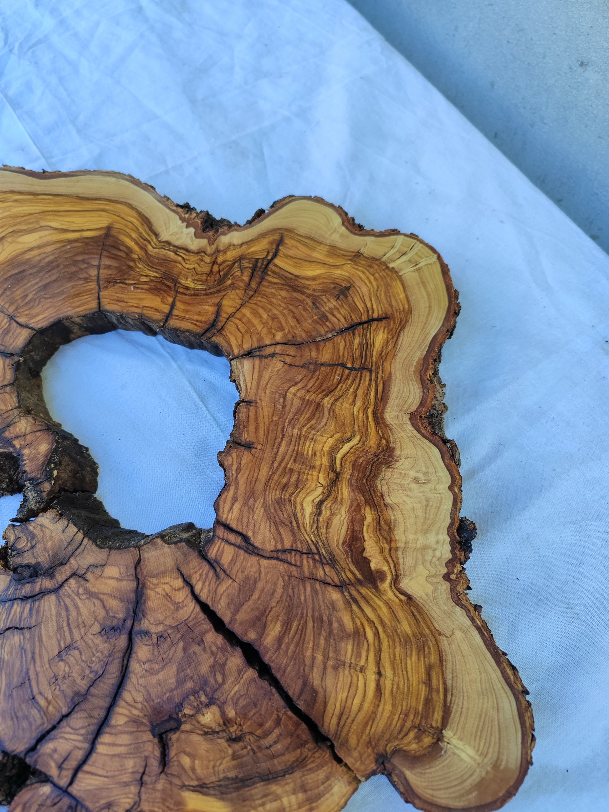 Rare Olive Wood Live Edge Slab 28x40cm | Exotic Epoxy Resin & Luthier Wood | Super Dry 3% Moisture | Sustainable Luxury